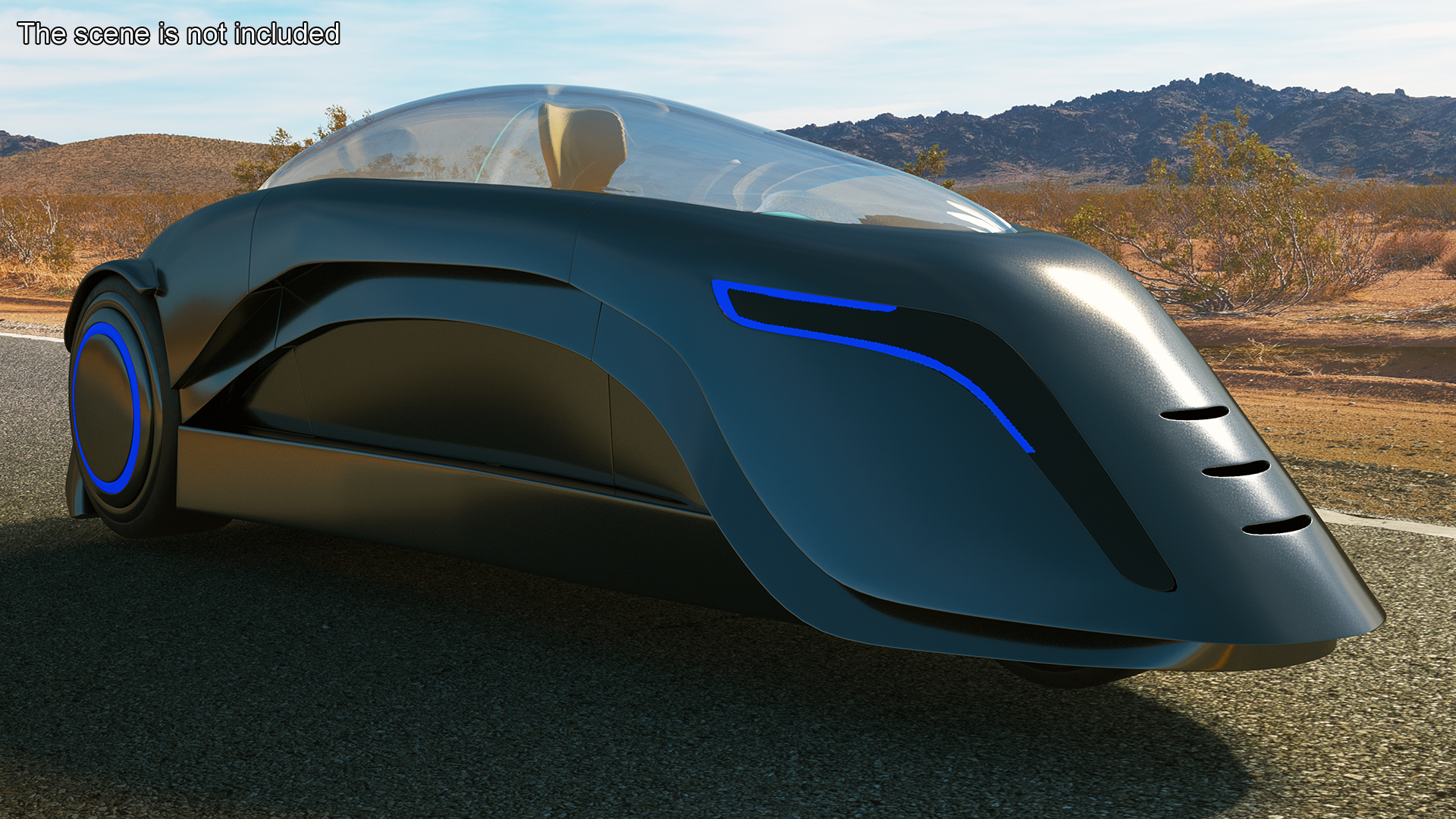 3D model Fantastic Car Trike Dark Grey Rigged for Maya