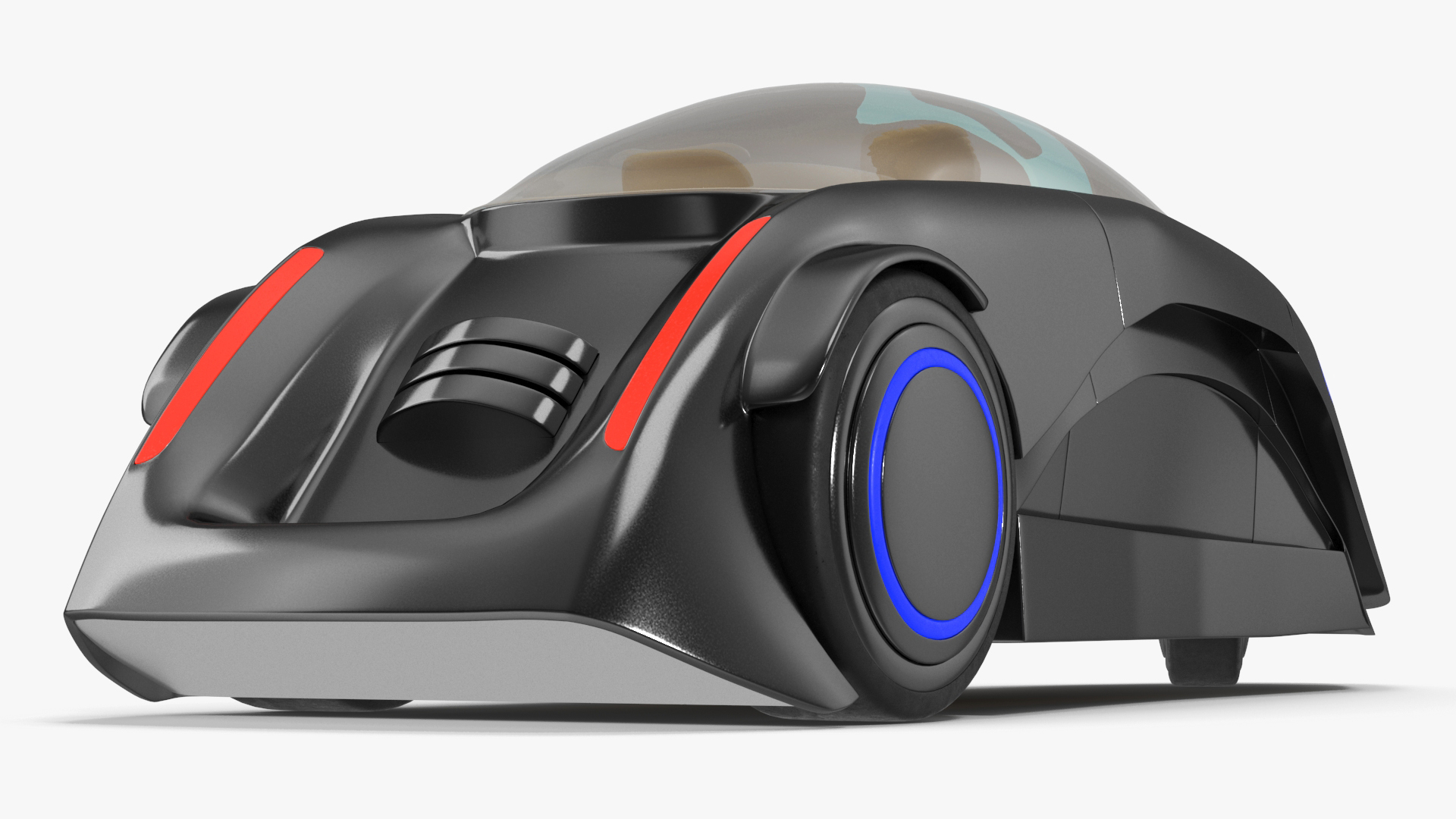 3D model Fantastic Car Trike Dark Grey Rigged for Maya