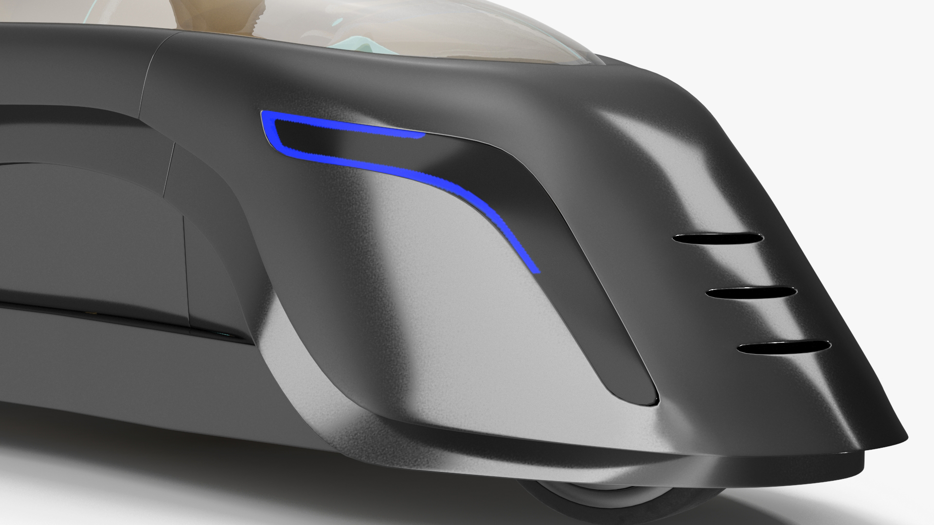 3D model Fantastic Car Trike Dark Grey Rigged for Maya