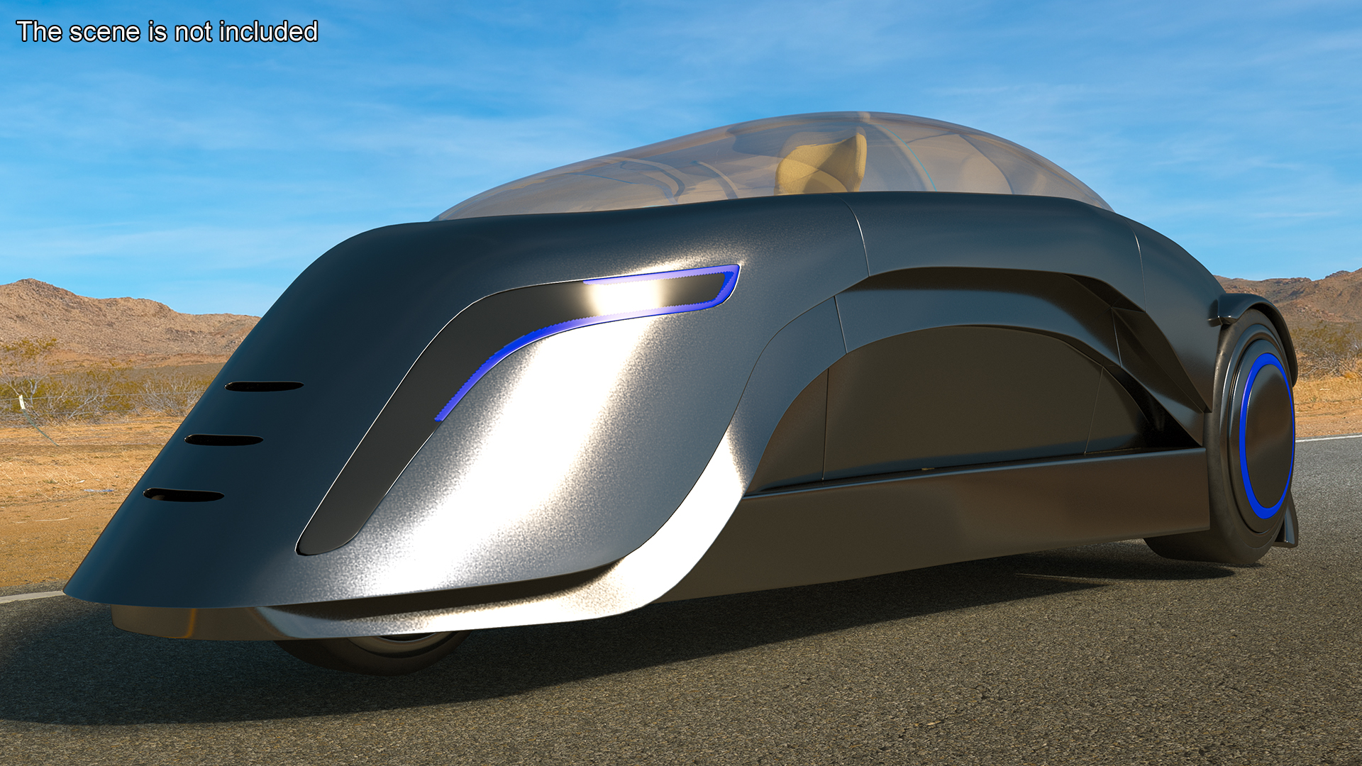 3D model Fantastic Car Trike Dark Grey Rigged for Maya