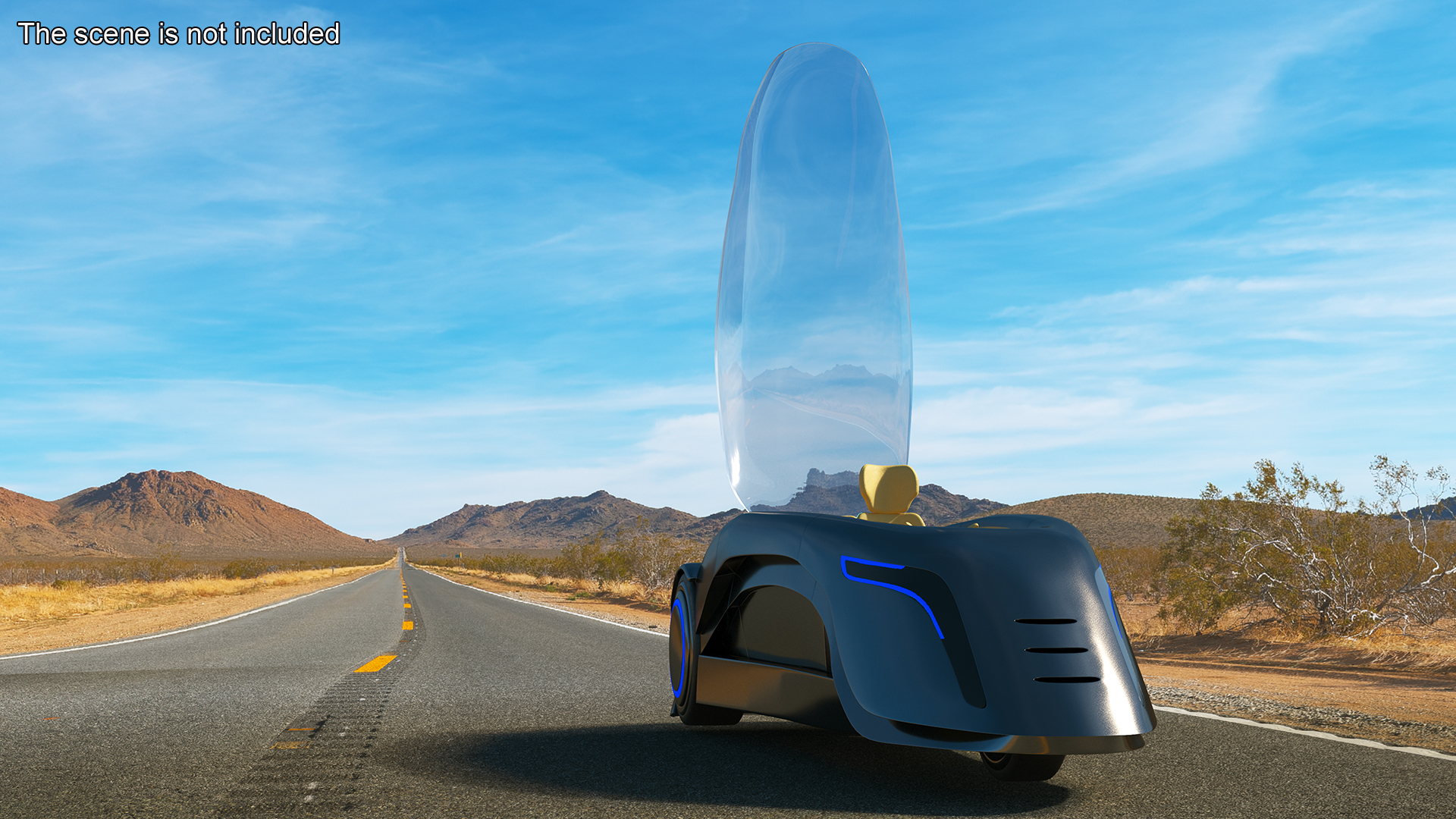 3D model Fantastic Car Trike Dark Grey Rigged for Maya