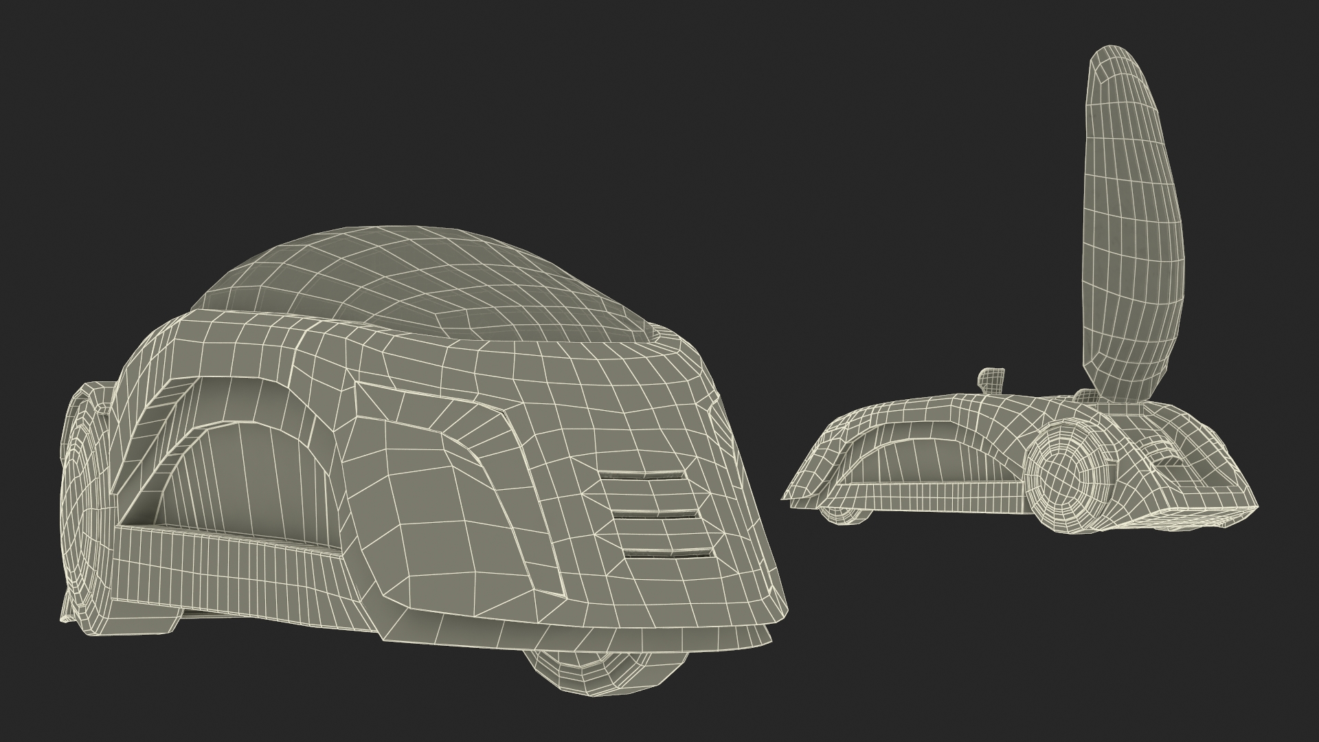 3D model Fantastic Car Trike Dark Grey Rigged for Maya