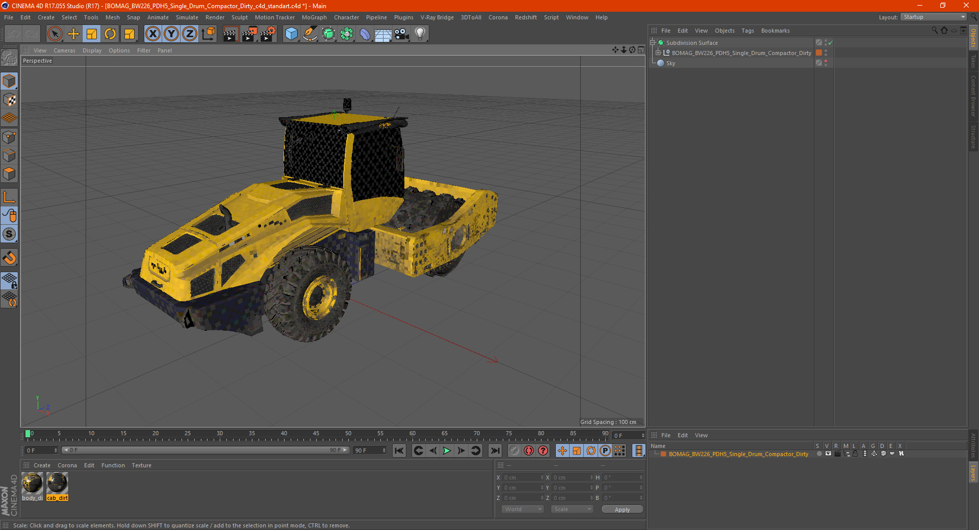 BOMAG BW226 PDH5 Single Drum Compactor Dirty 3D model
