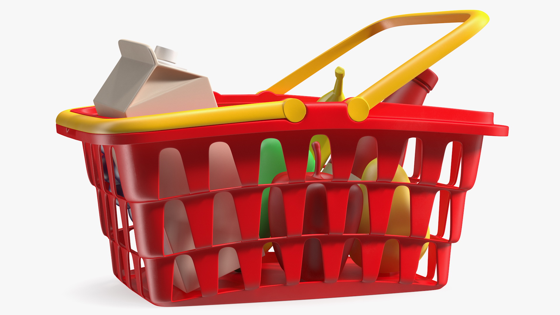 3D Children Shopping Basket with Grocery Food Toy
