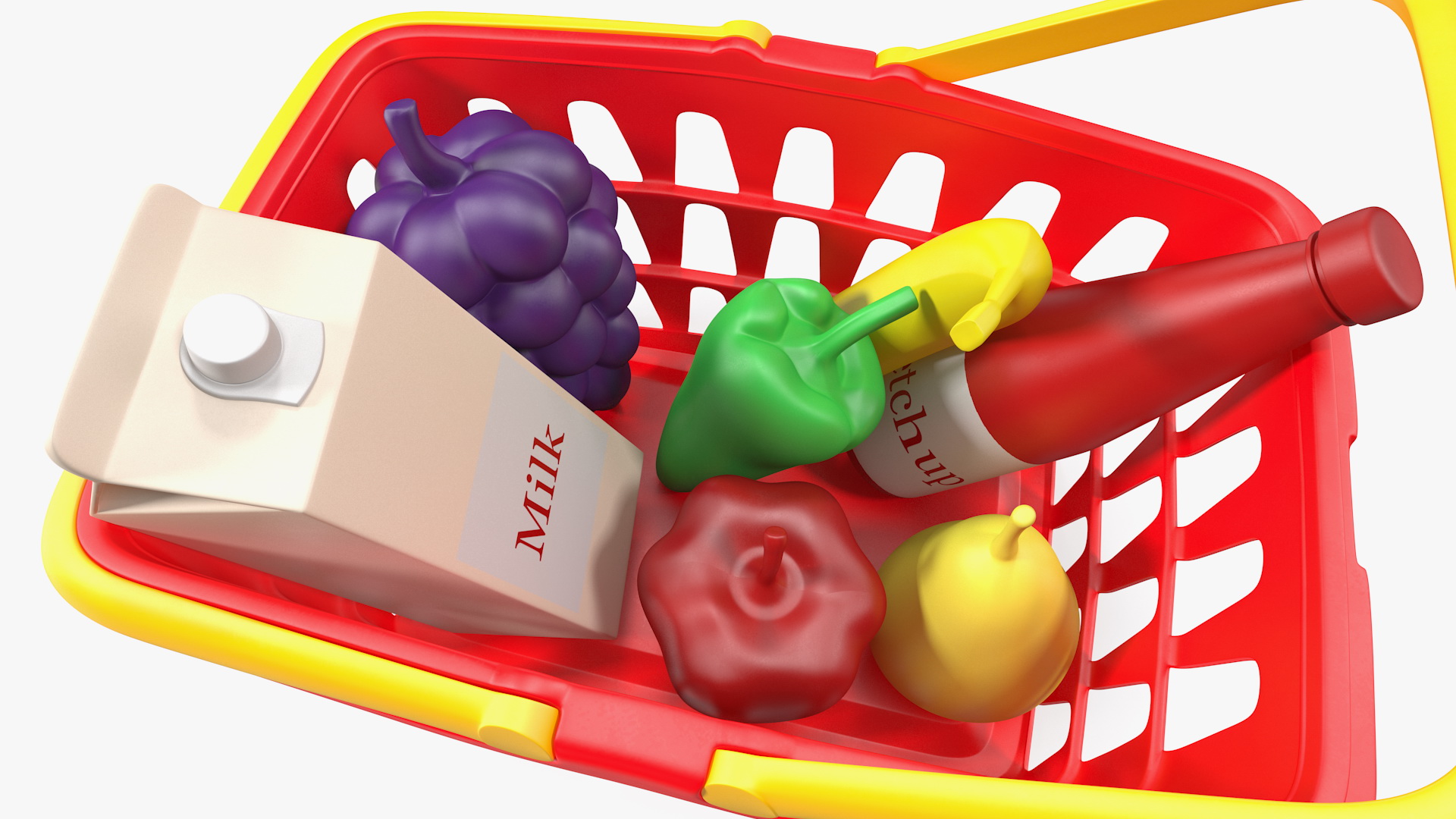 3D Children Shopping Basket with Grocery Food Toy