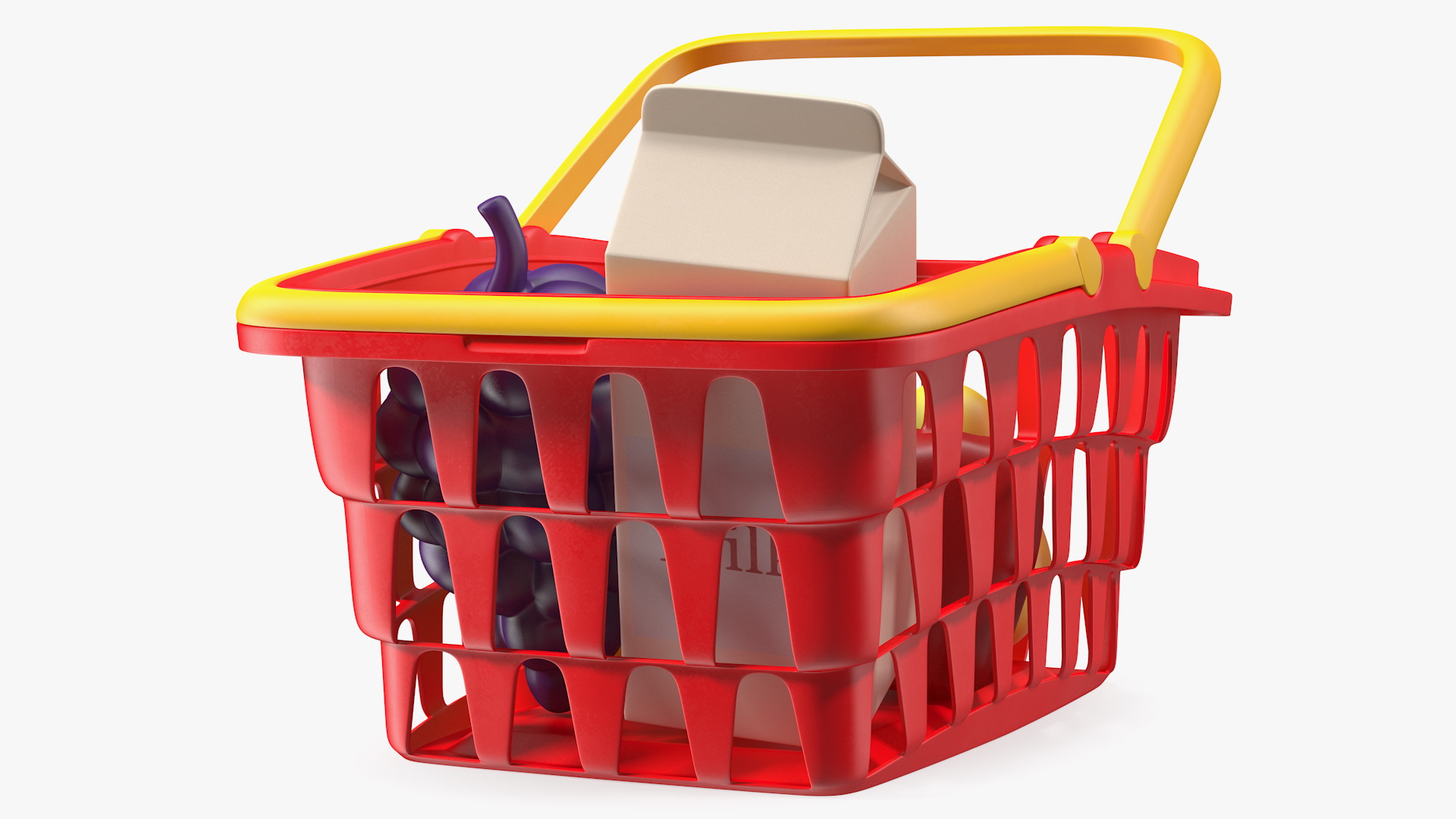 3D Children Shopping Basket with Grocery Food Toy
