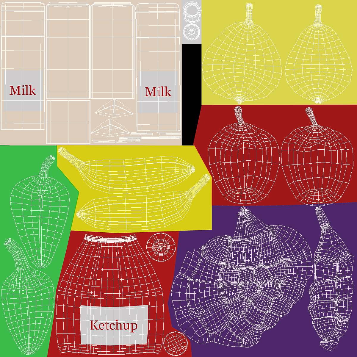 3D Children Shopping Basket with Grocery Food Toy
