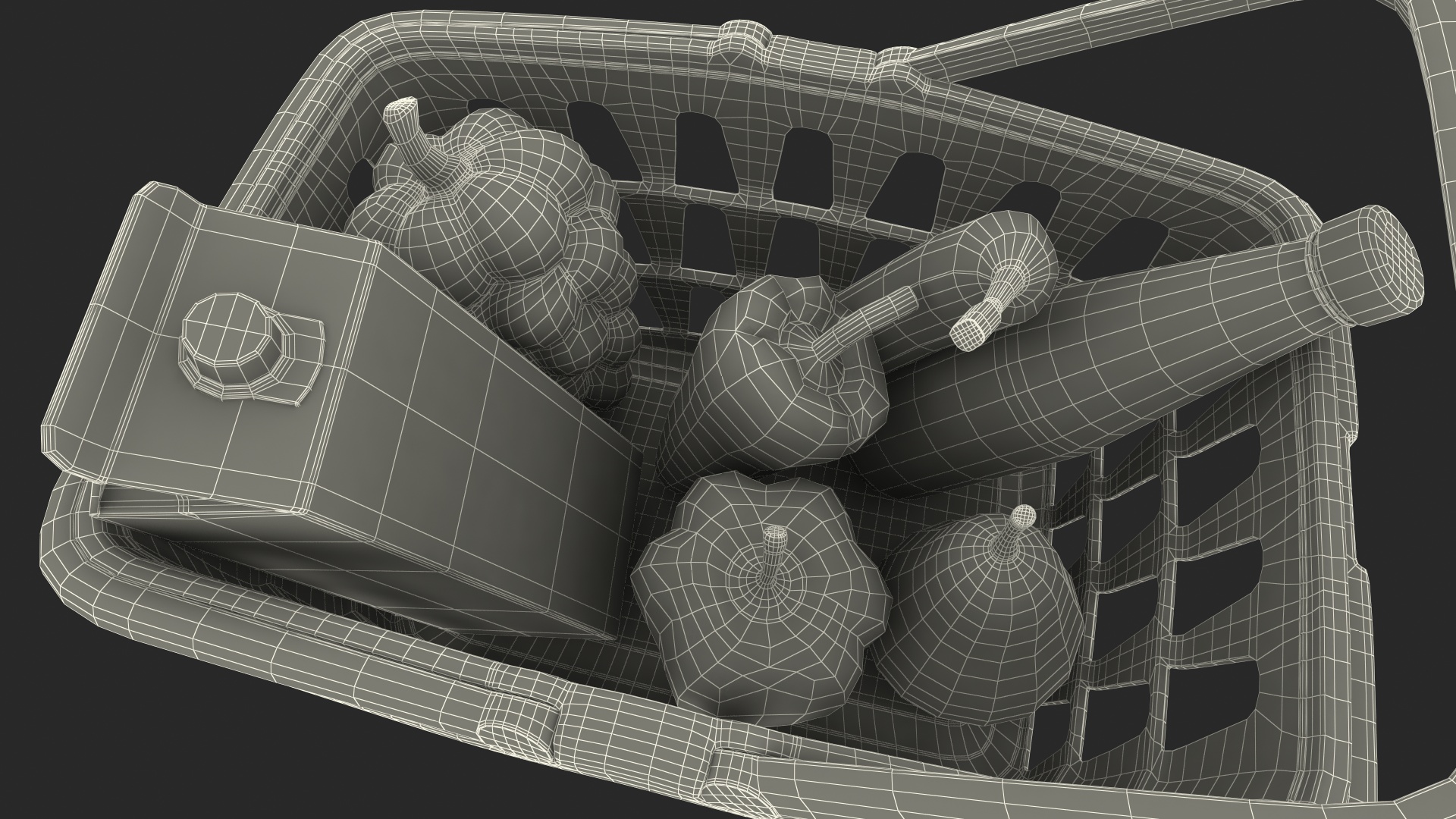 3D Children Shopping Basket with Grocery Food Toy