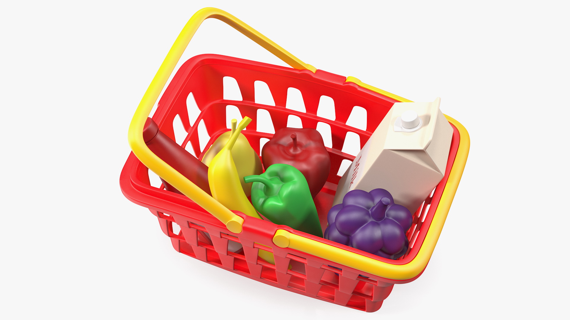 3D Children Shopping Basket with Grocery Food Toy