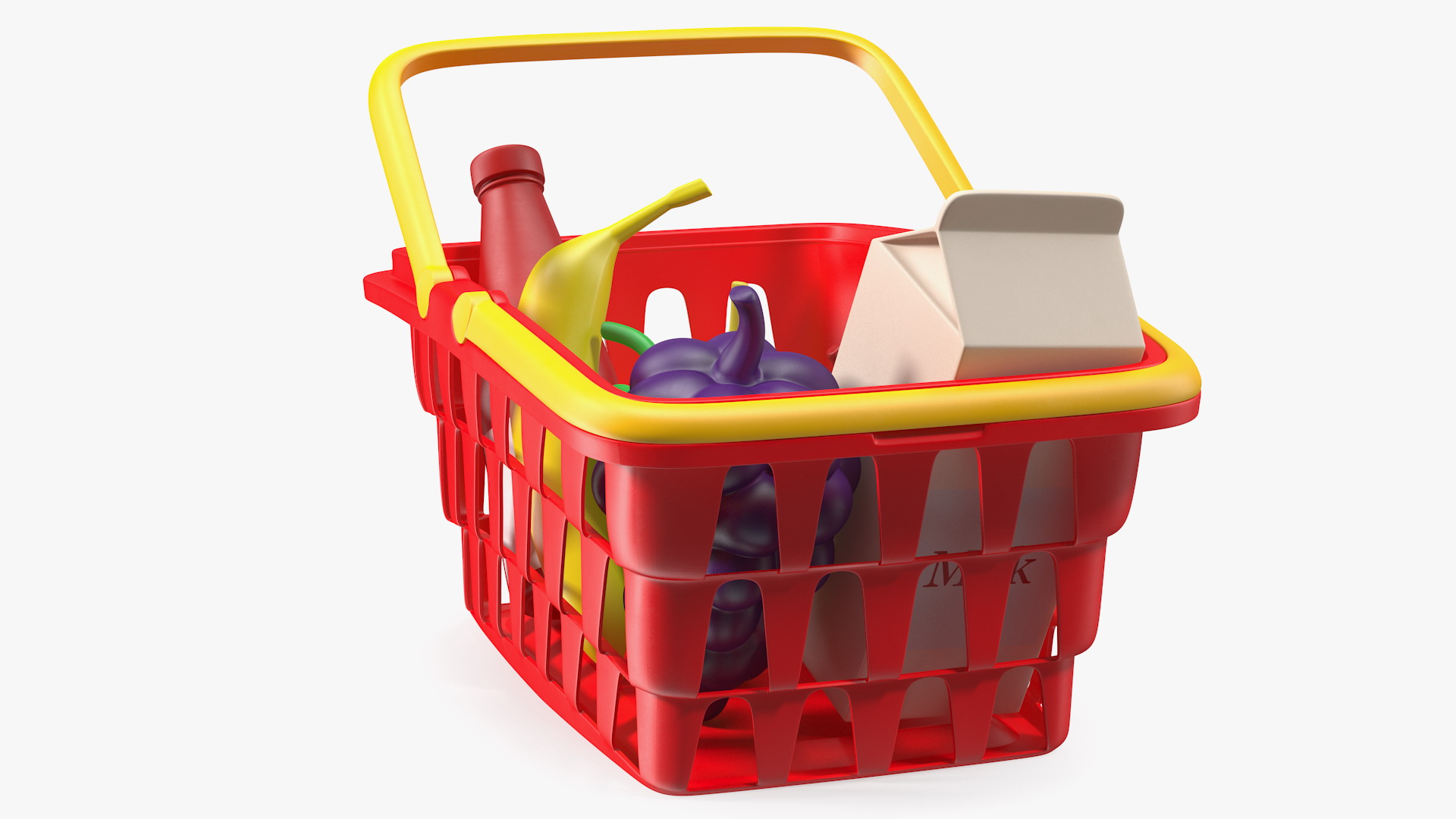3D Children Shopping Basket with Grocery Food Toy