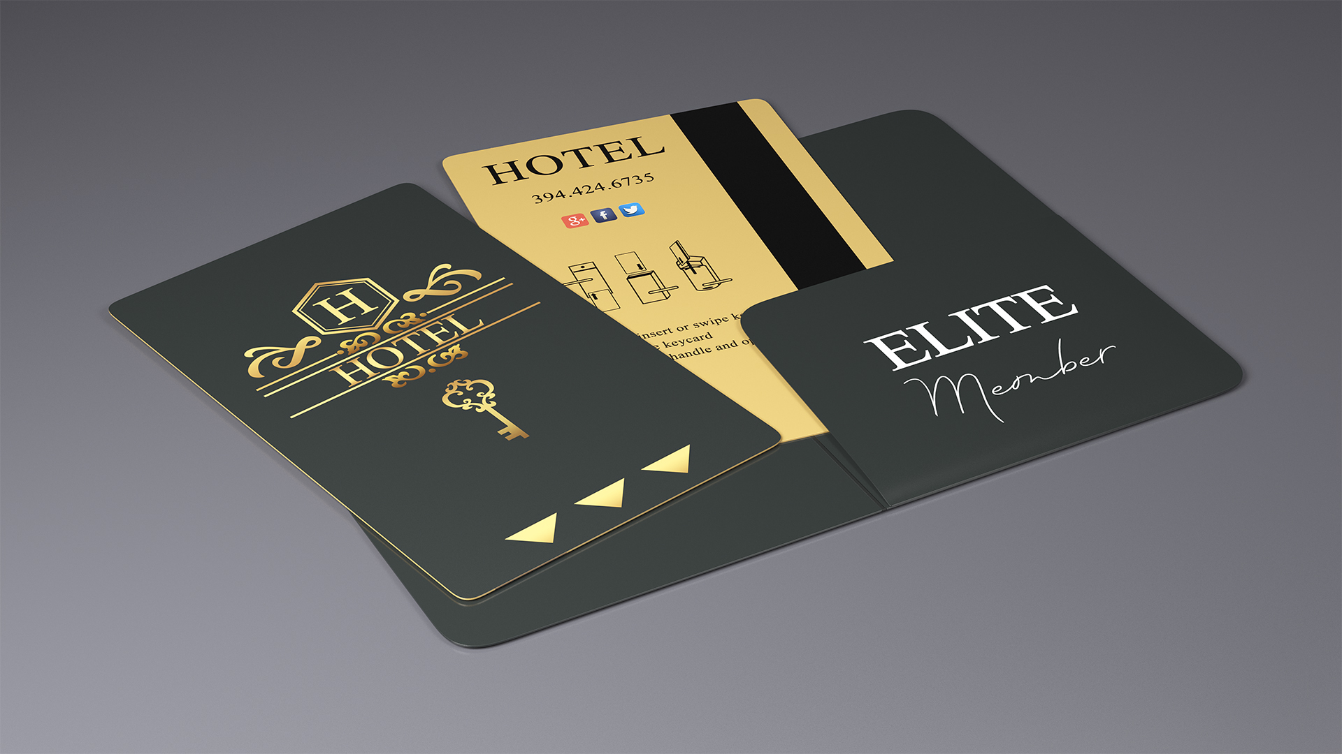 3D model Hotel Key Card Black Open