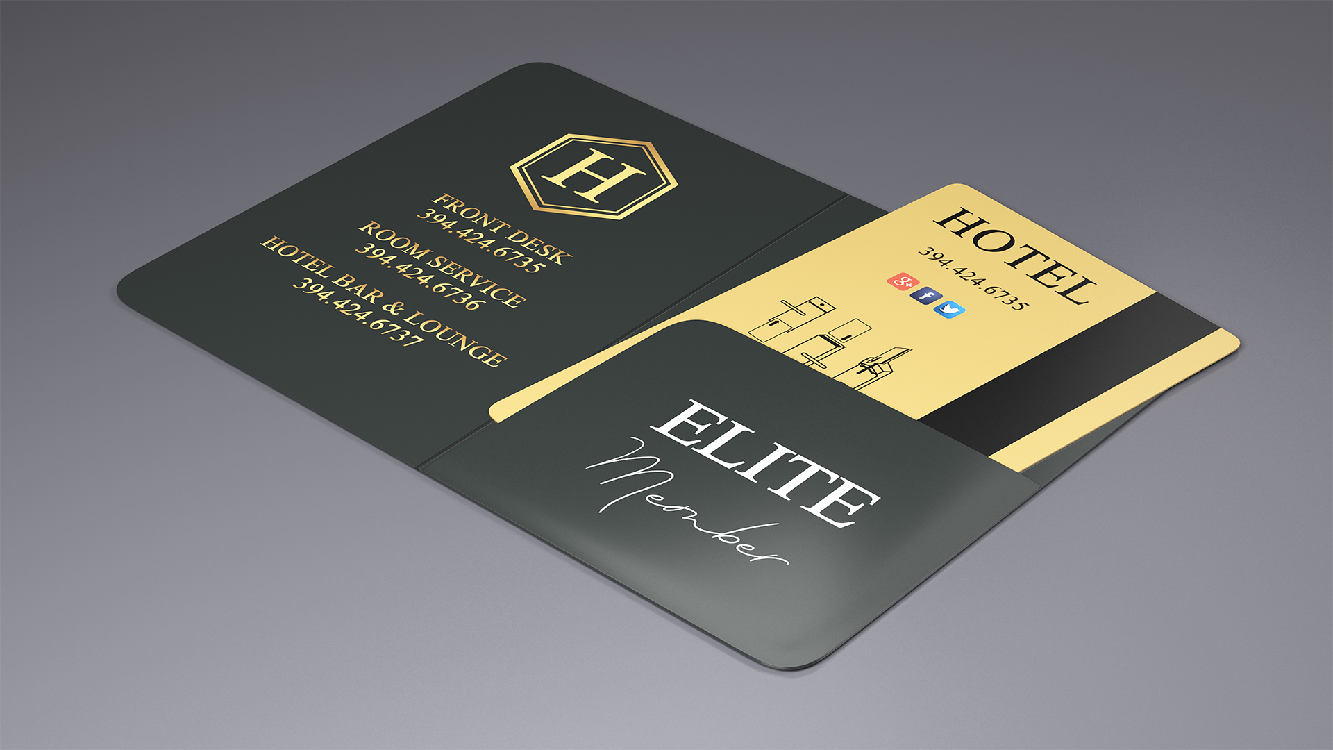 3D model Hotel Key Card Black Open