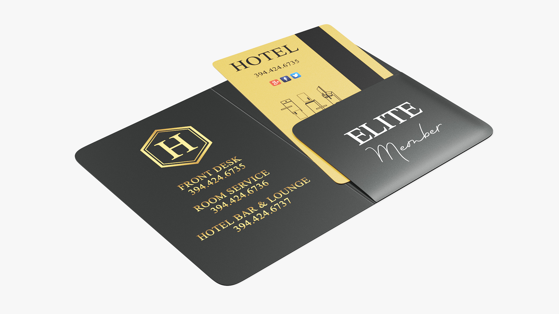 3D model Hotel Key Card Black Open