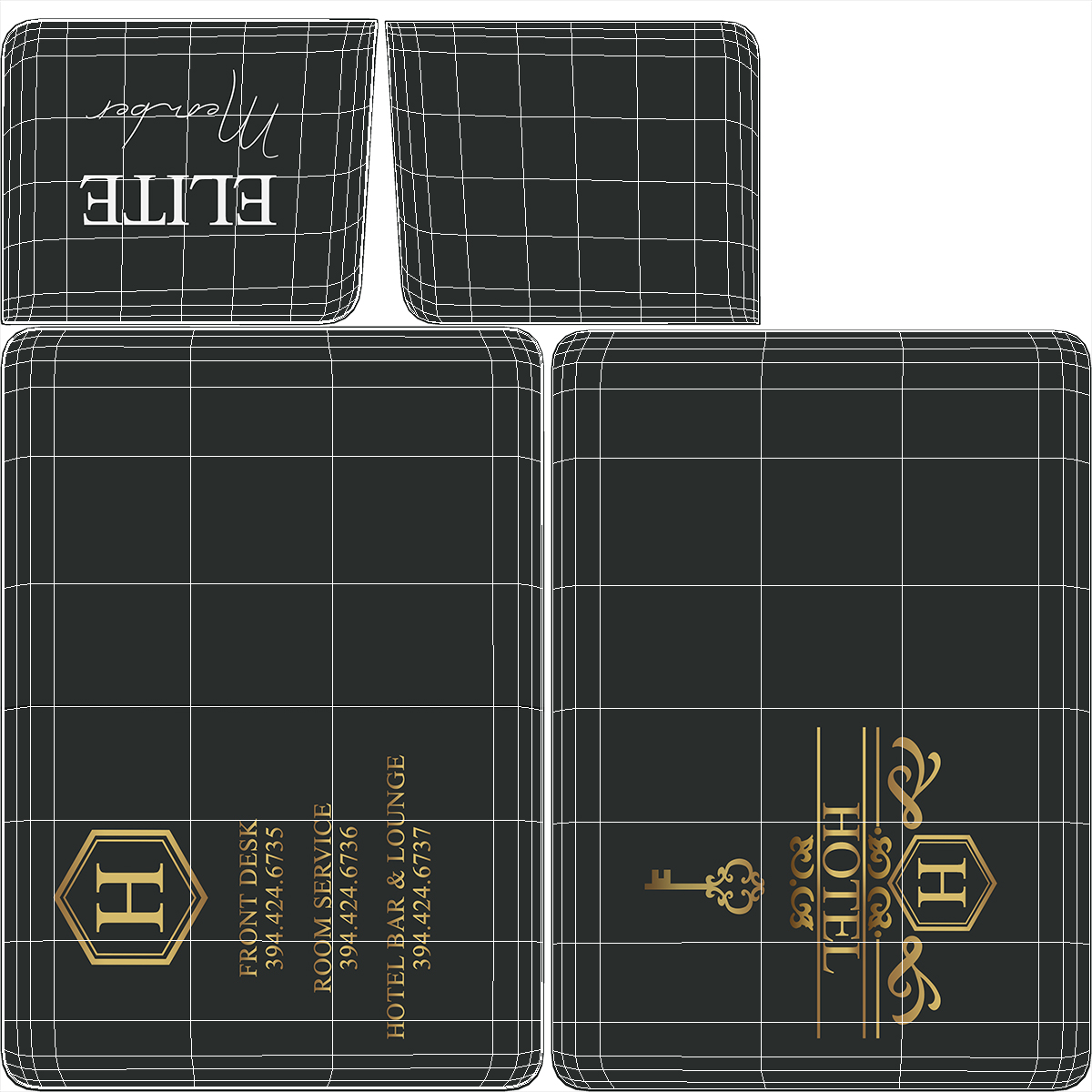 3D model Hotel Key Card Black Open