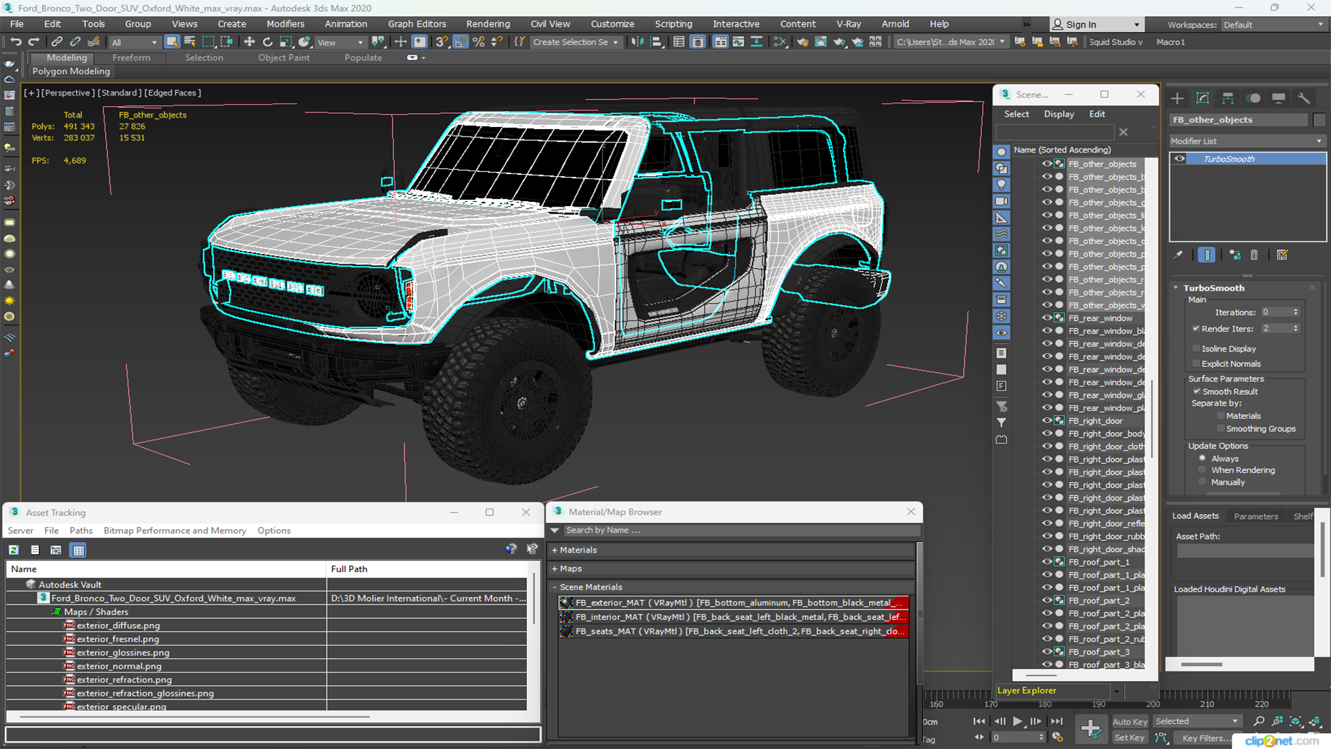 Ford Bronco Two Door SUV Oxford White 3D