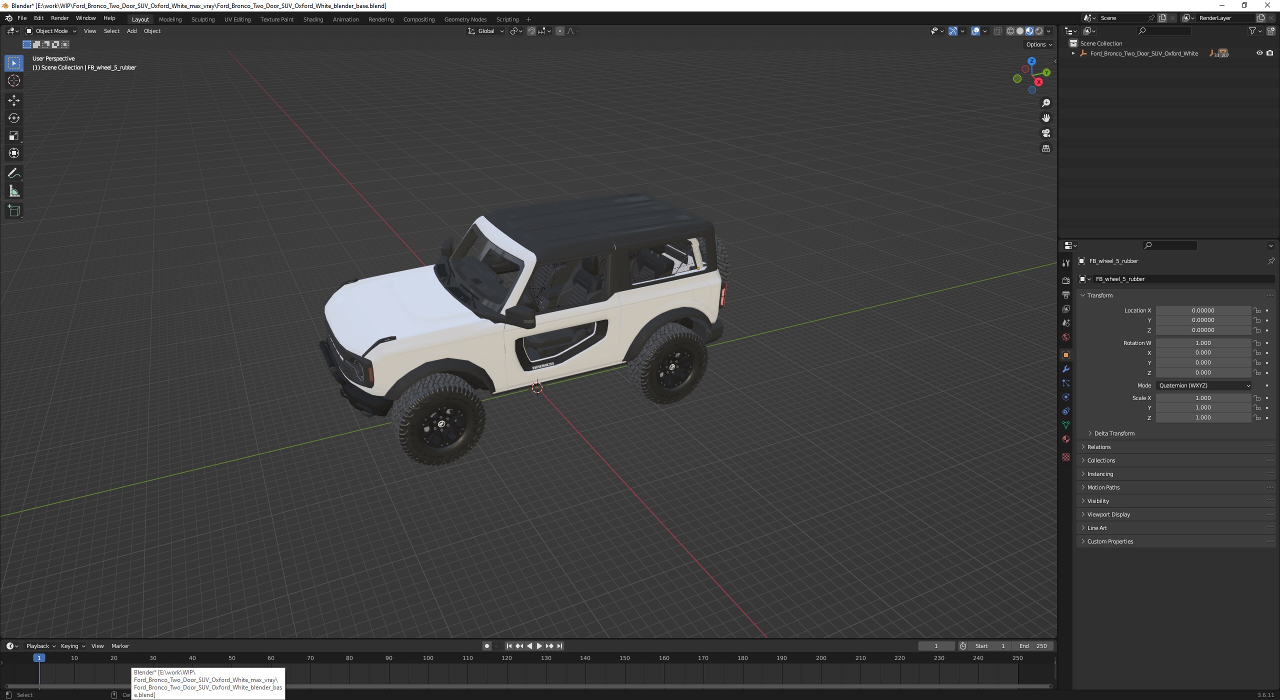 Ford Bronco Two Door SUV Oxford White 3D