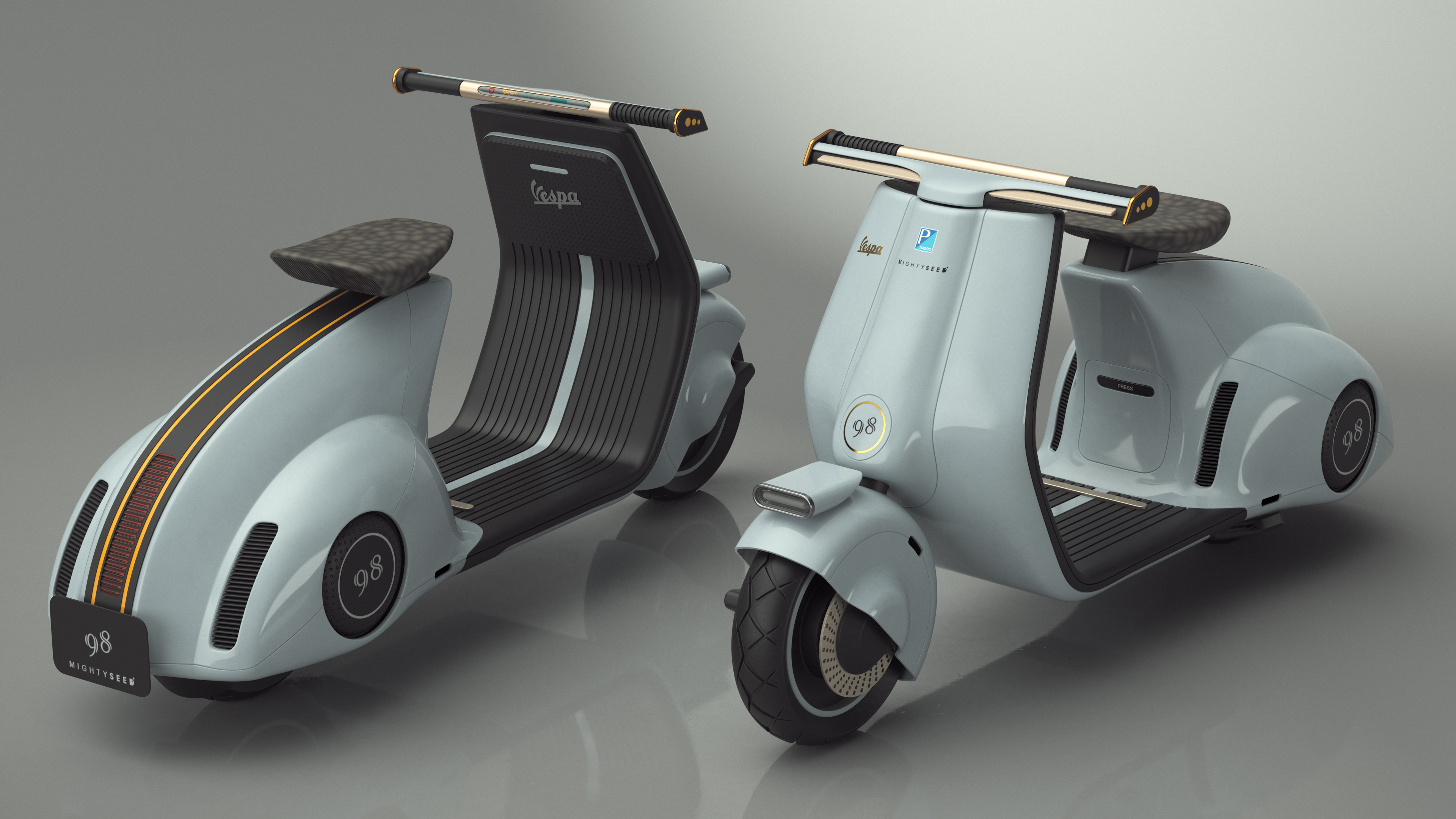 3D Concept Electric Scooter Vespa 98 Blue model