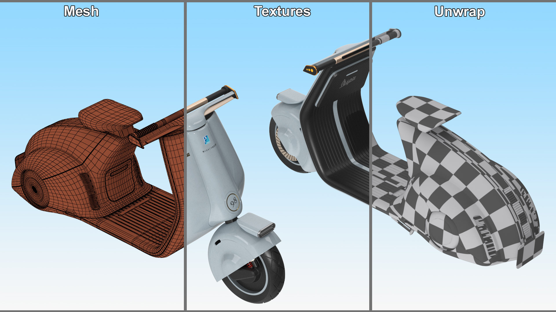 3D Concept Electric Scooter Vespa 98 Blue model