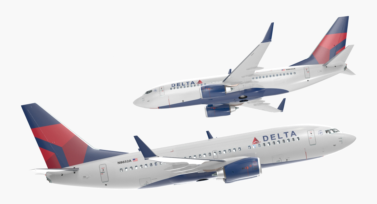 3D Boeing 737 700 with Interior Delta Air Lines Rigged