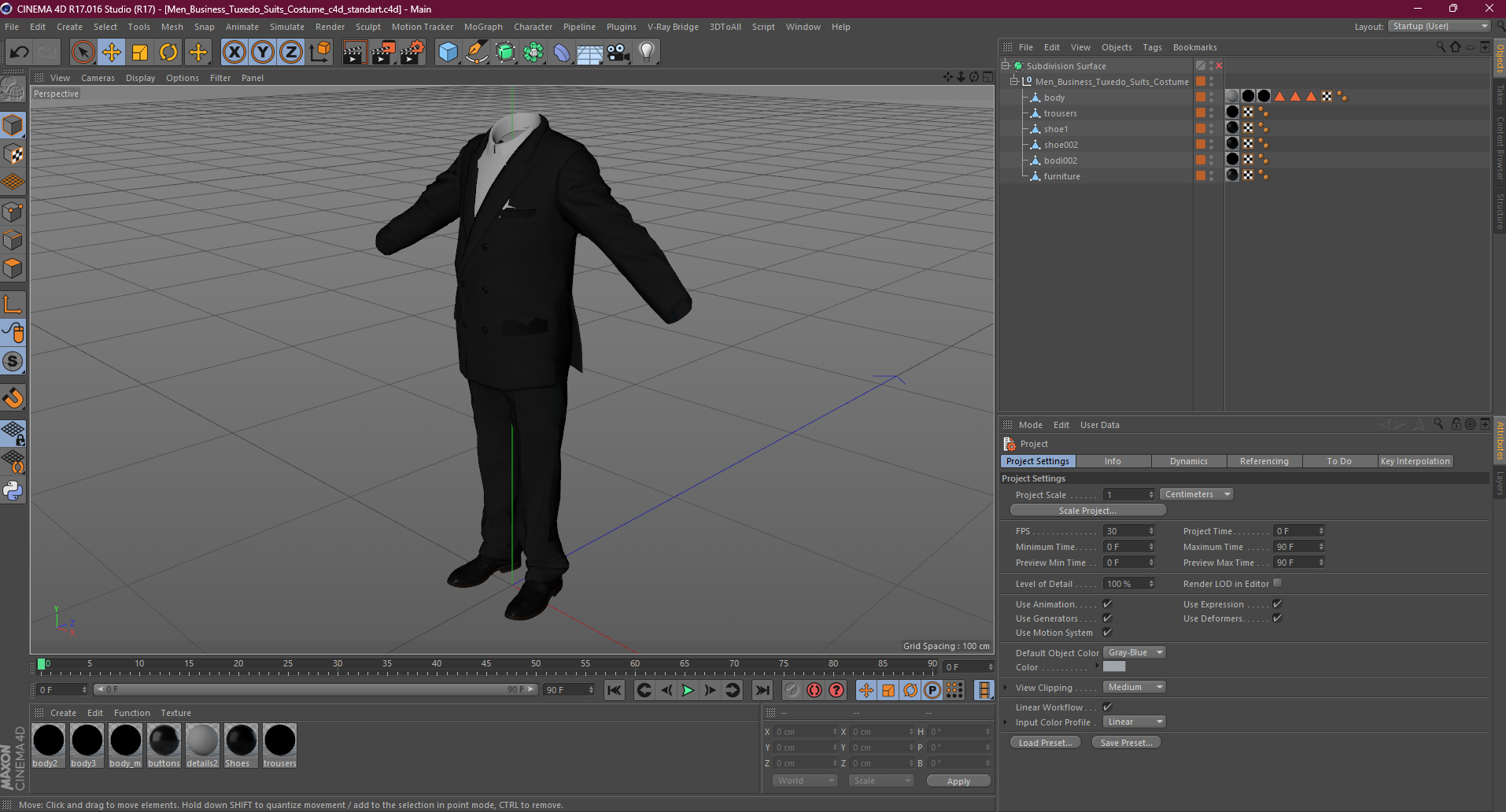 3D Men Business Tuxedo Suits Costume model