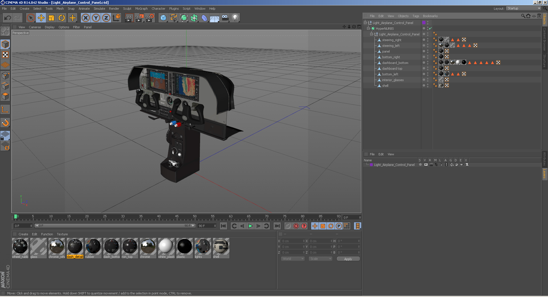 3D Light Airplane Control Panel model