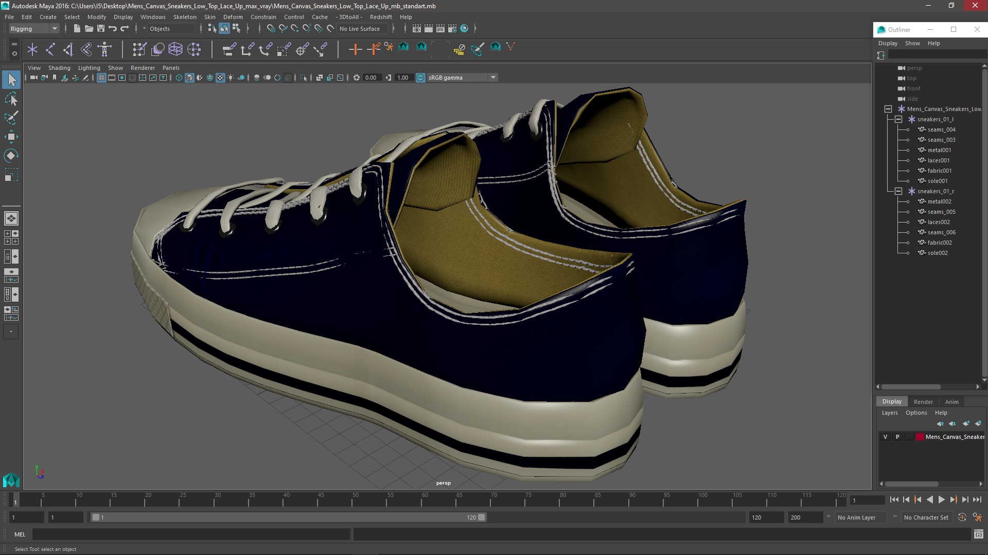 3D Mens Canvas Sneakers Low Top Lace Up