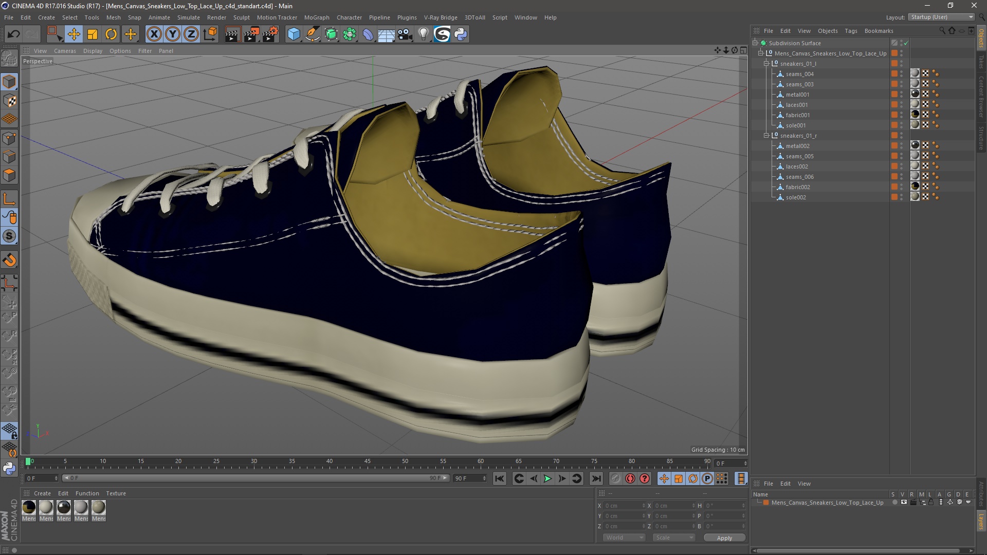 3D Mens Canvas Sneakers Low Top Lace Up