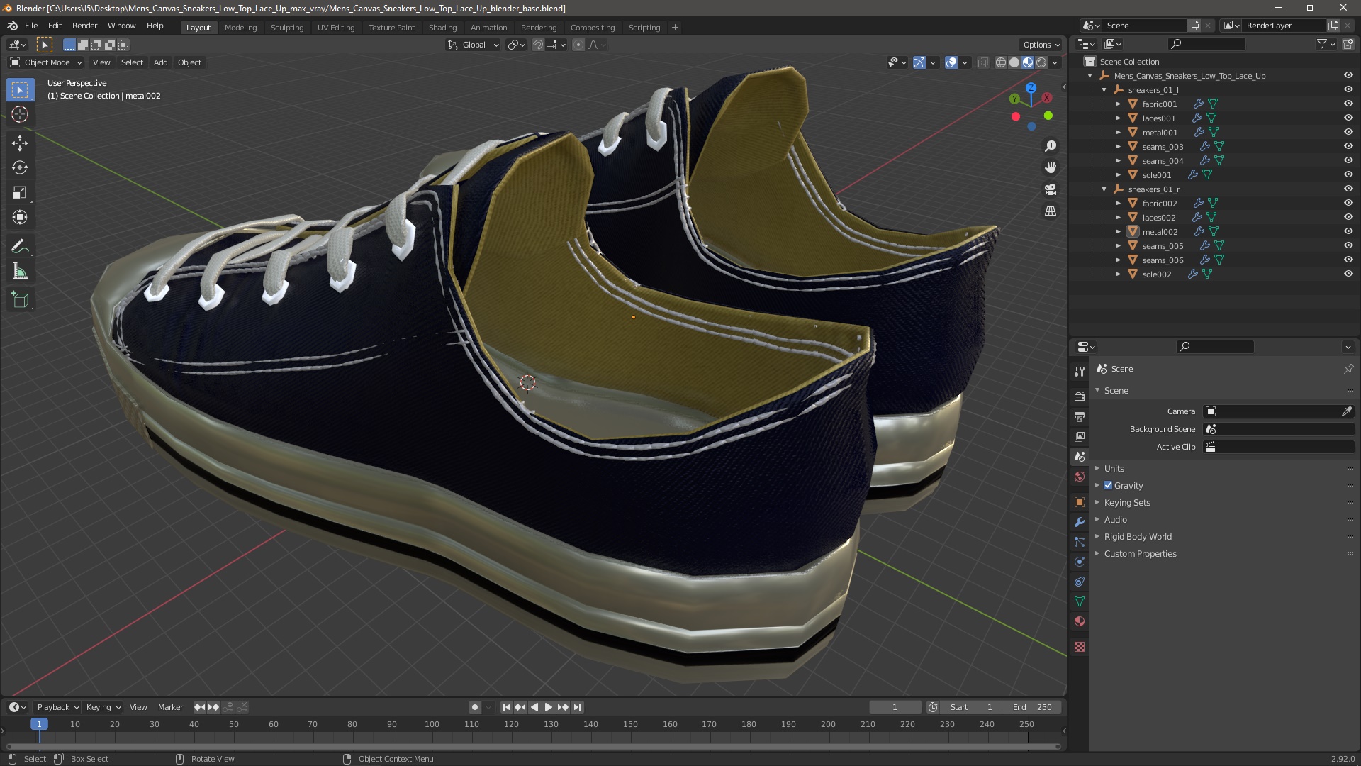 3D Mens Canvas Sneakers Low Top Lace Up