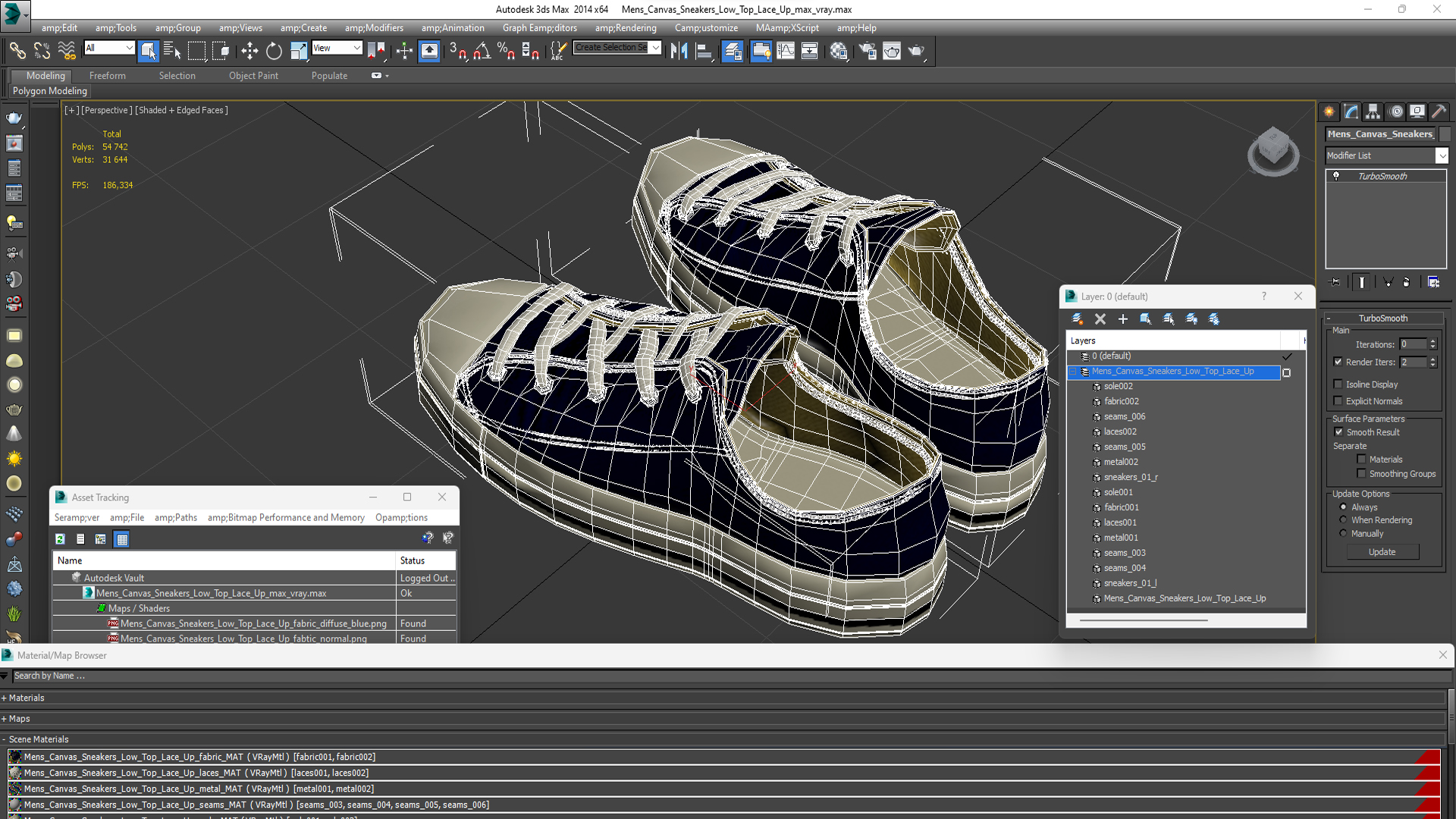3D Mens Canvas Sneakers Low Top Lace Up