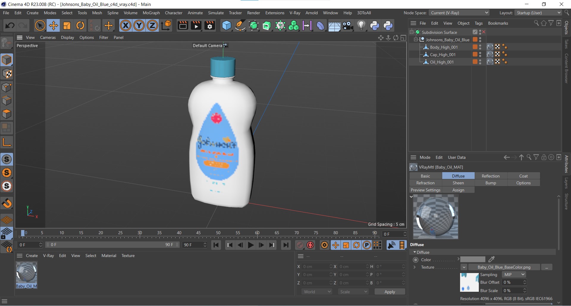 Johnsons Baby Oil Blue 3D