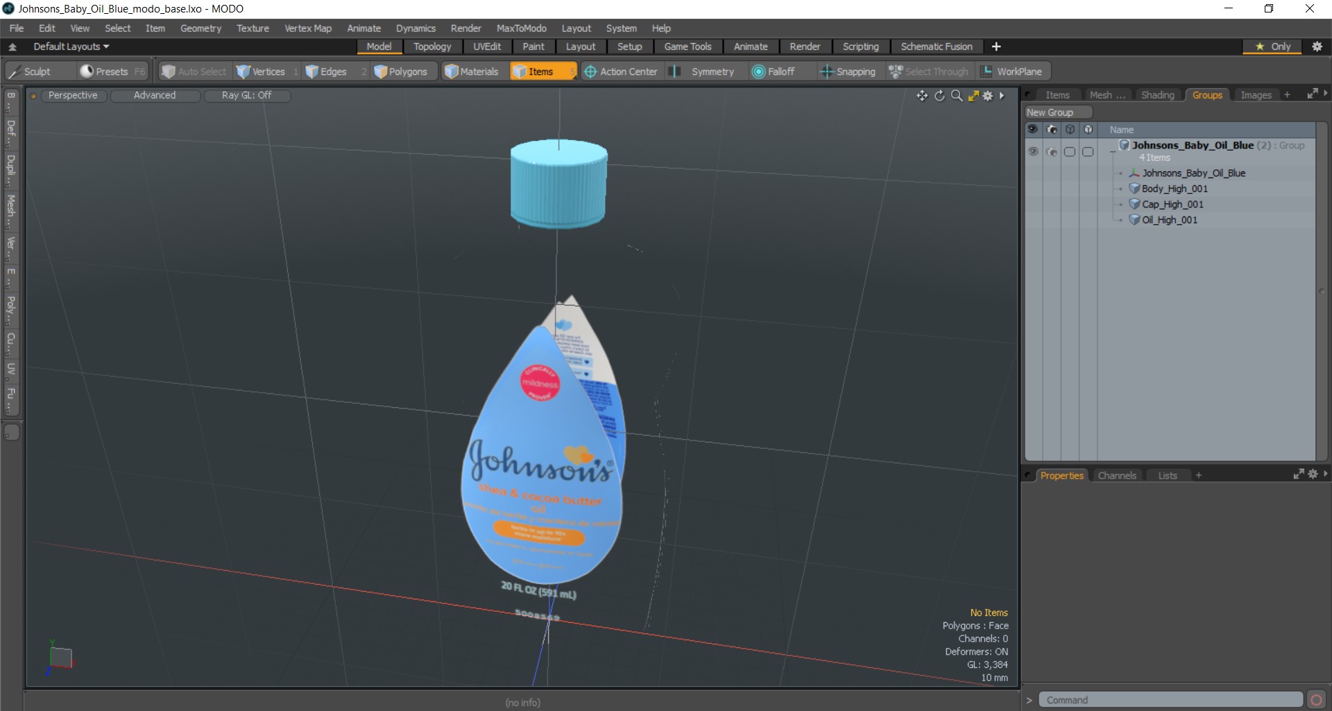 Johnsons Baby Oil Blue 3D