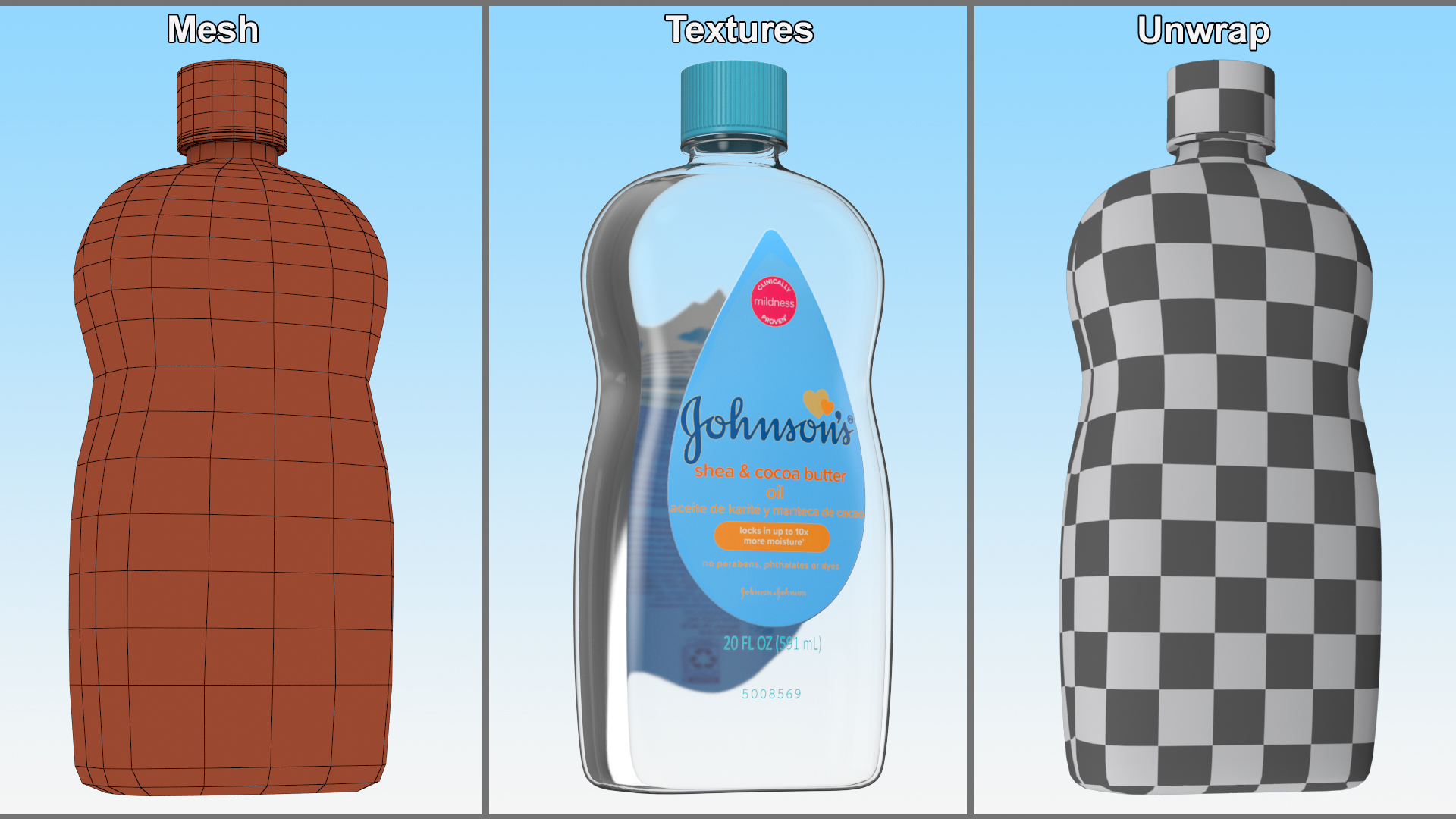 Johnsons Baby Oil Blue 3D
