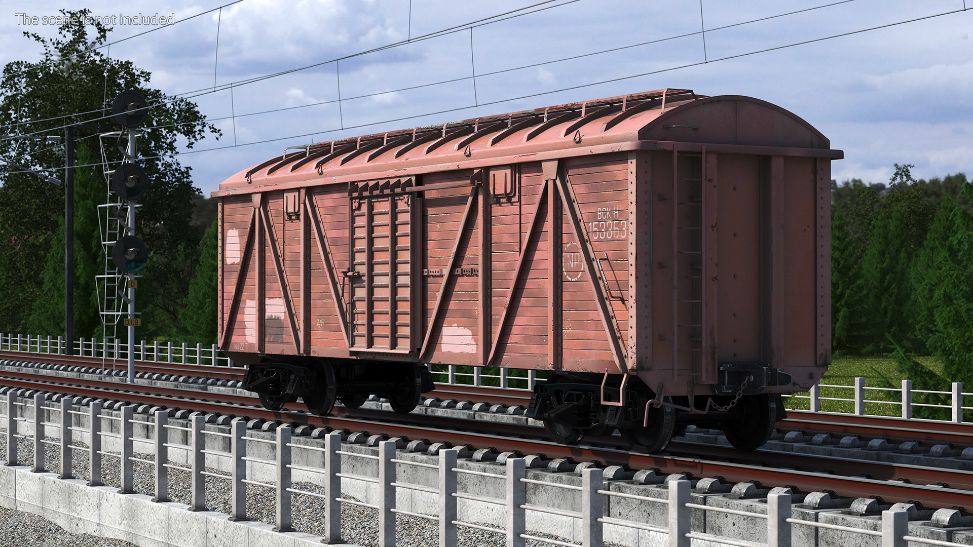 3D model Worn Cargo Wagon Red