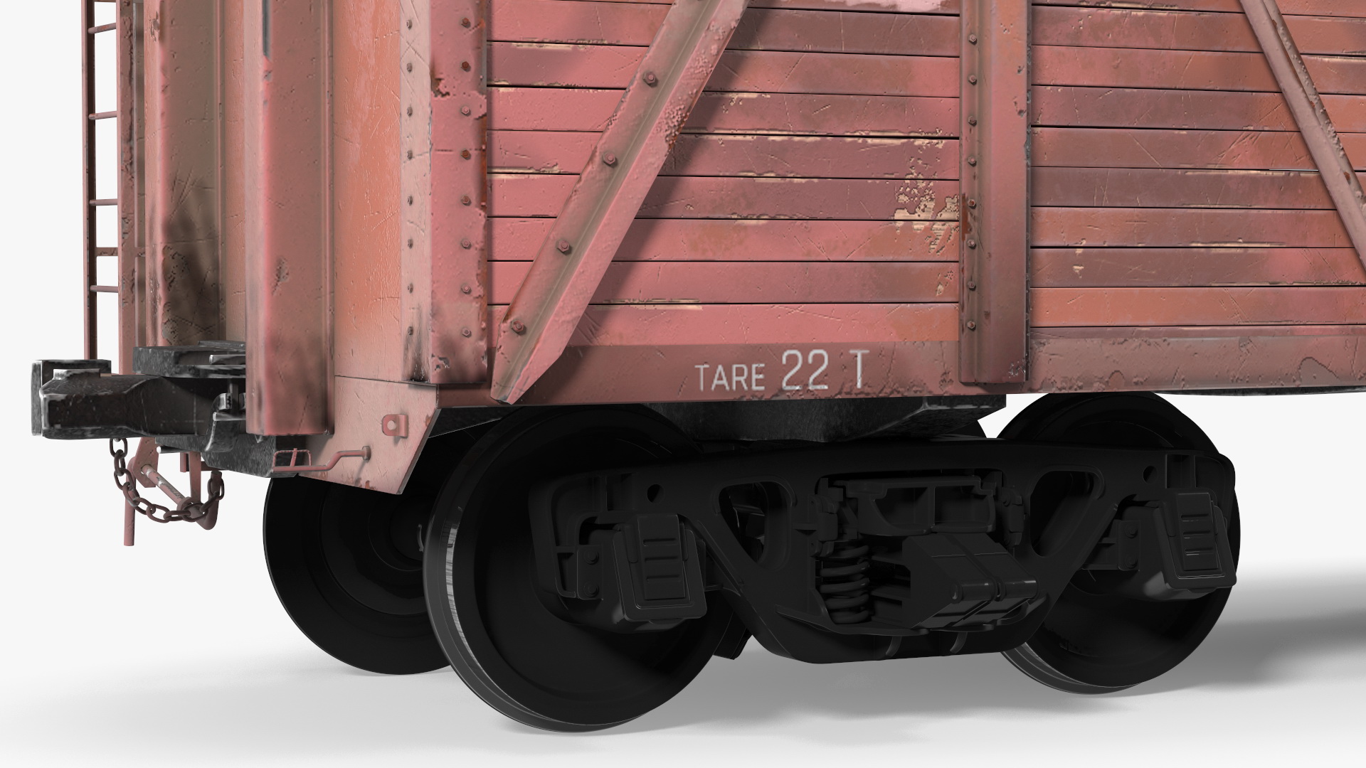 3D model Worn Cargo Wagon Red