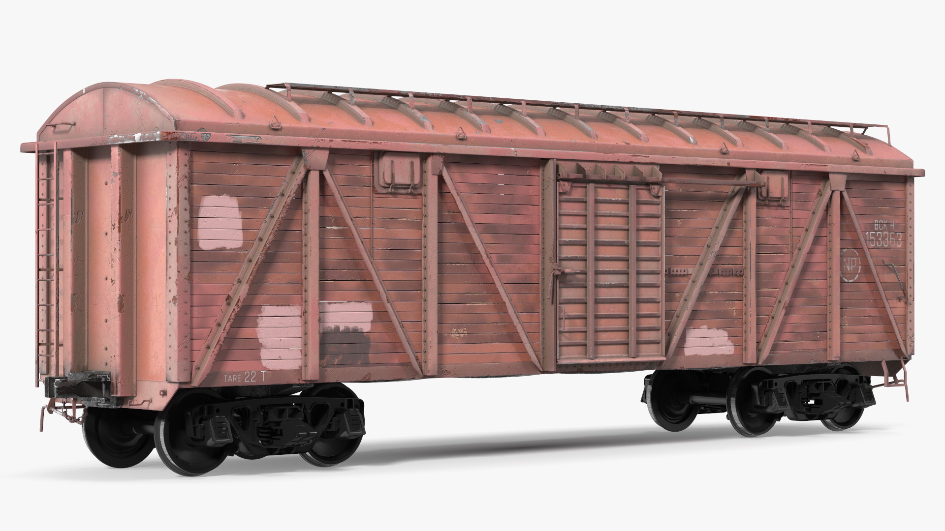 3D model Worn Cargo Wagon Red