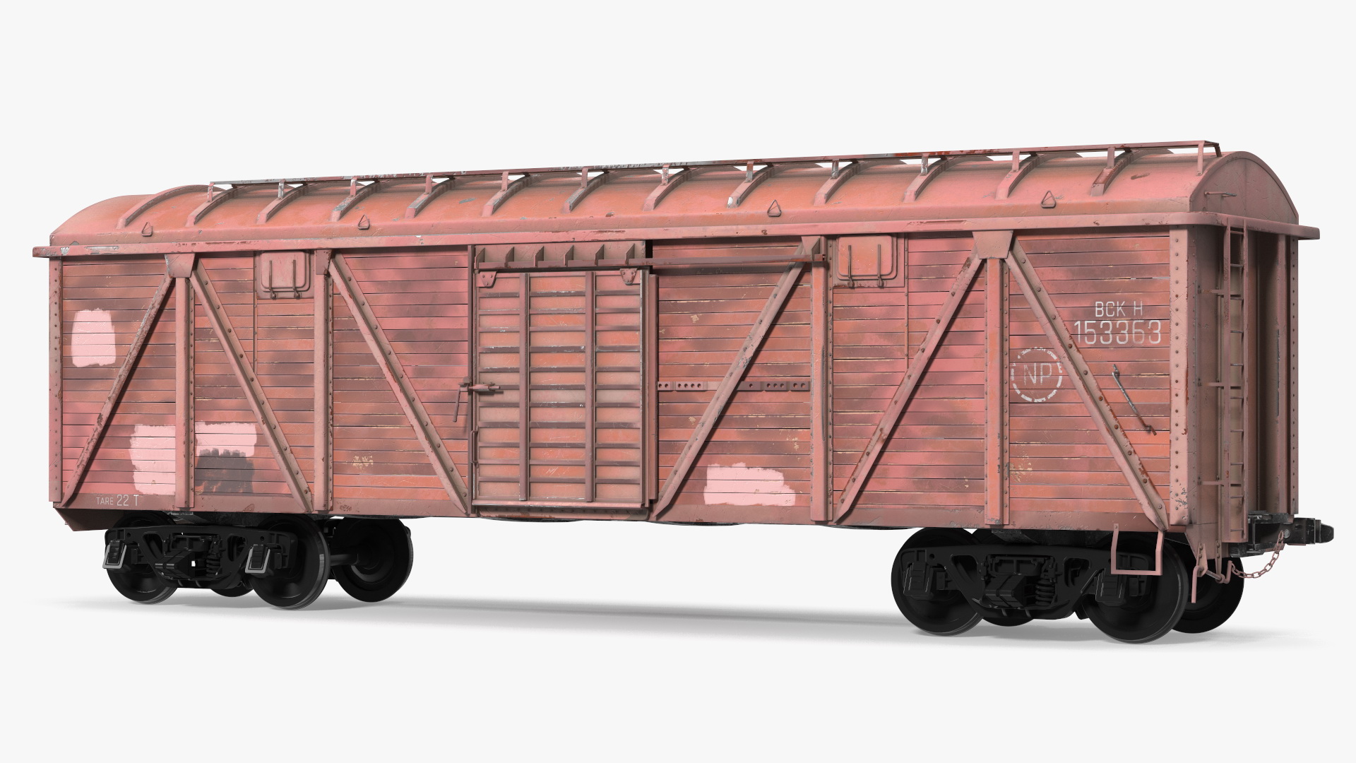 3D model Worn Cargo Wagon Red