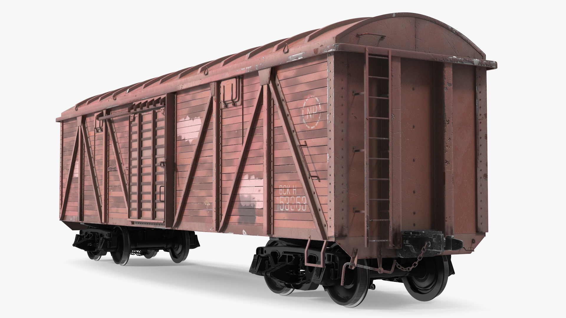 3D model Worn Cargo Wagon Red