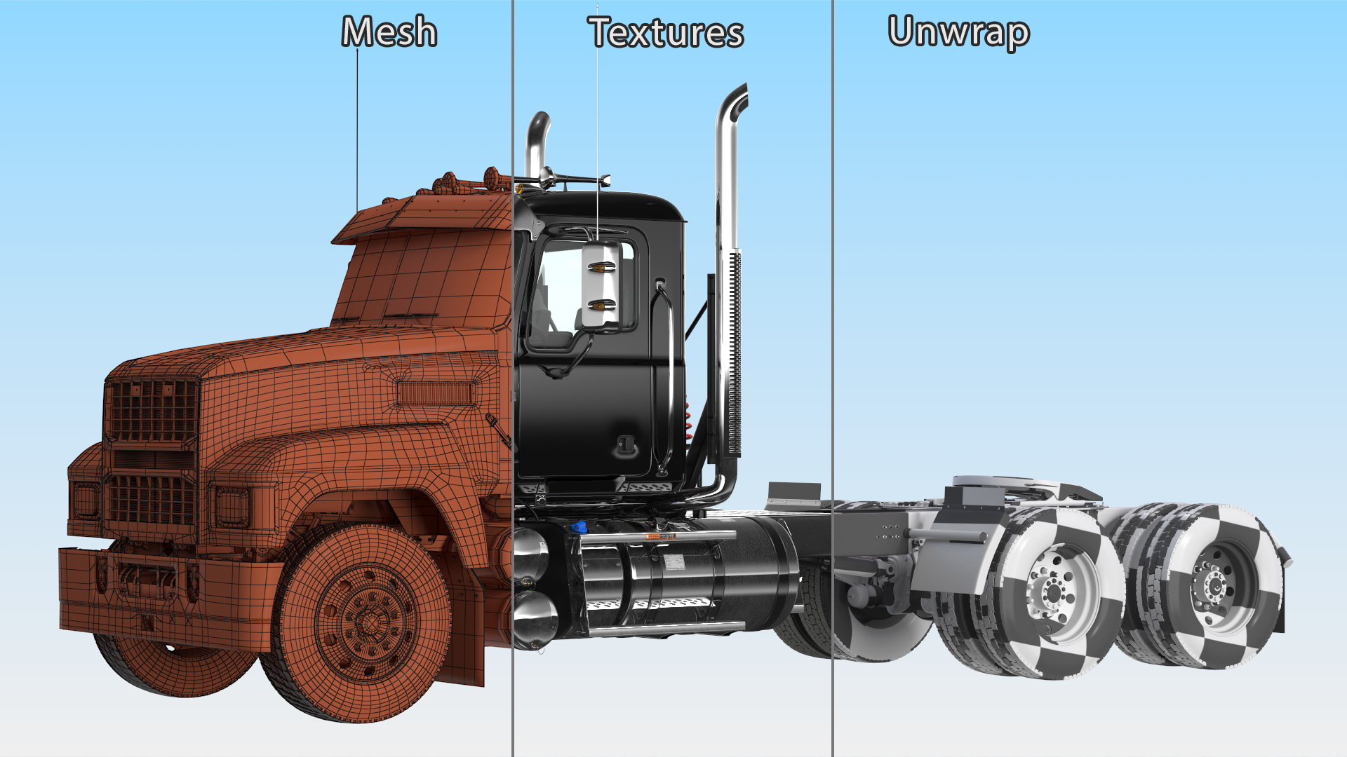 Commercial Truck Black Rigged 3D model