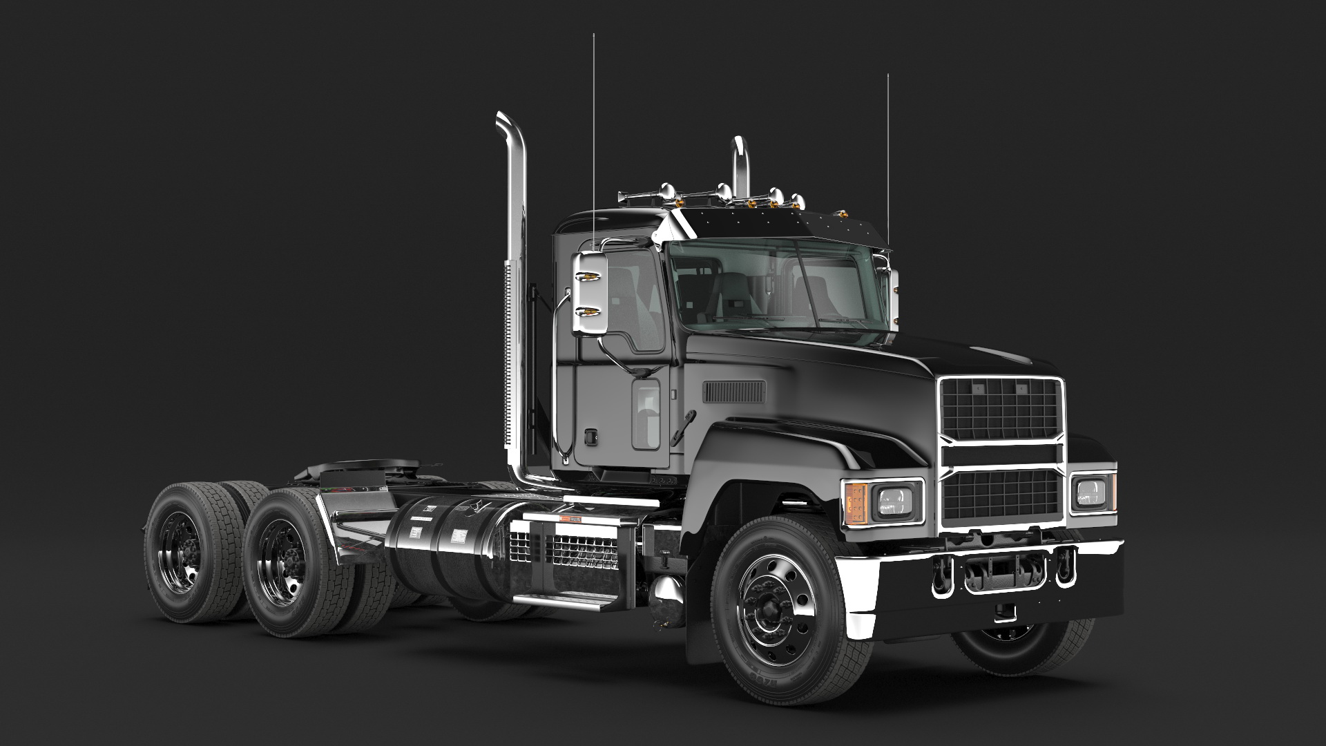 Commercial Truck Black Rigged 3D model