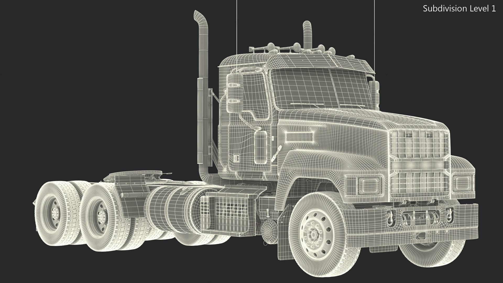 Commercial Truck Black Rigged 3D model