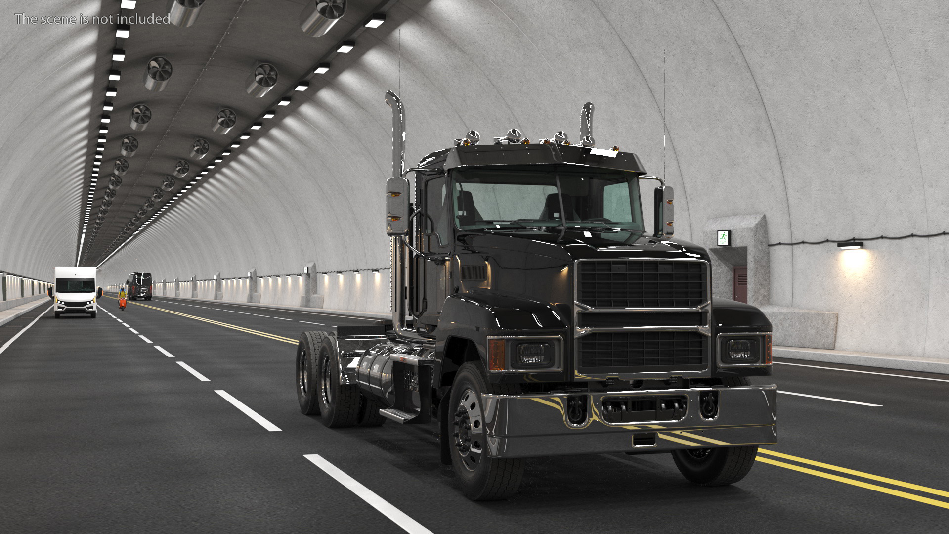 Commercial Truck Black Rigged 3D model