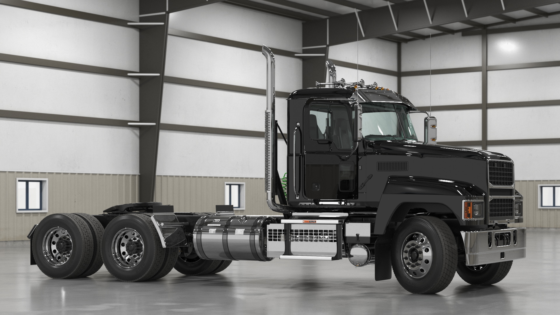 Commercial Truck Black Rigged 3D model