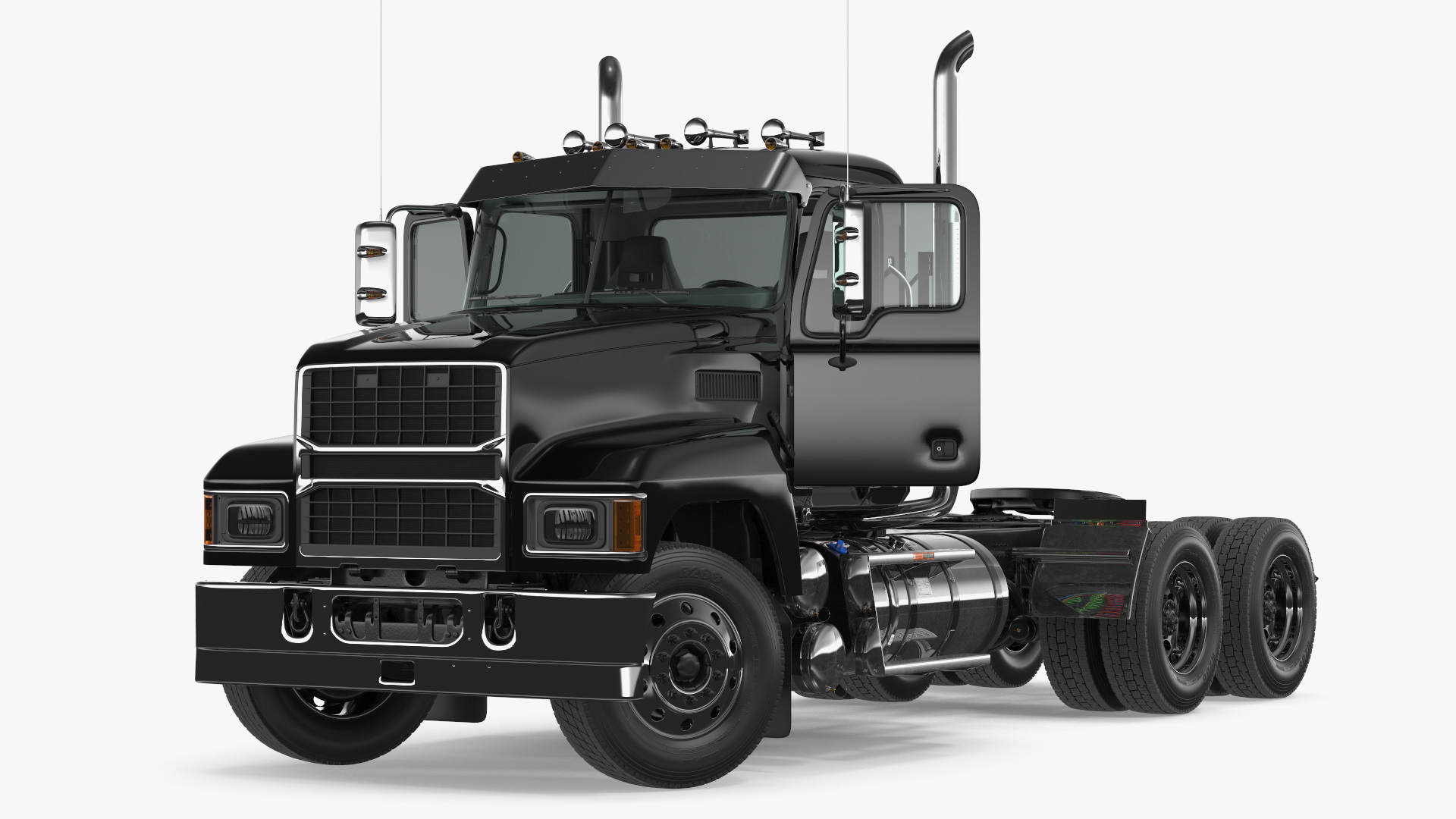 Commercial Truck Black Rigged 3D model