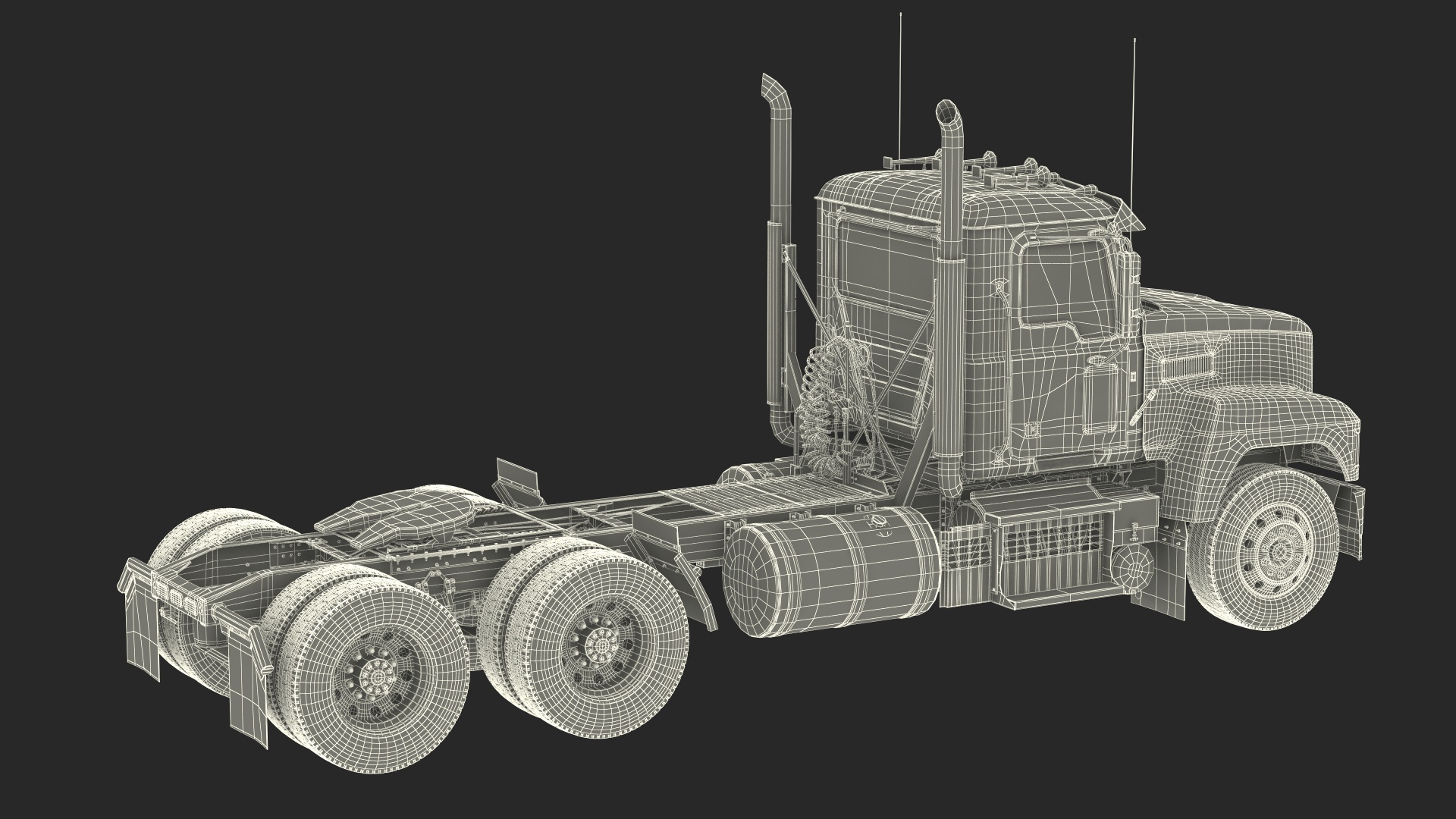 Commercial Truck Black Rigged 3D model