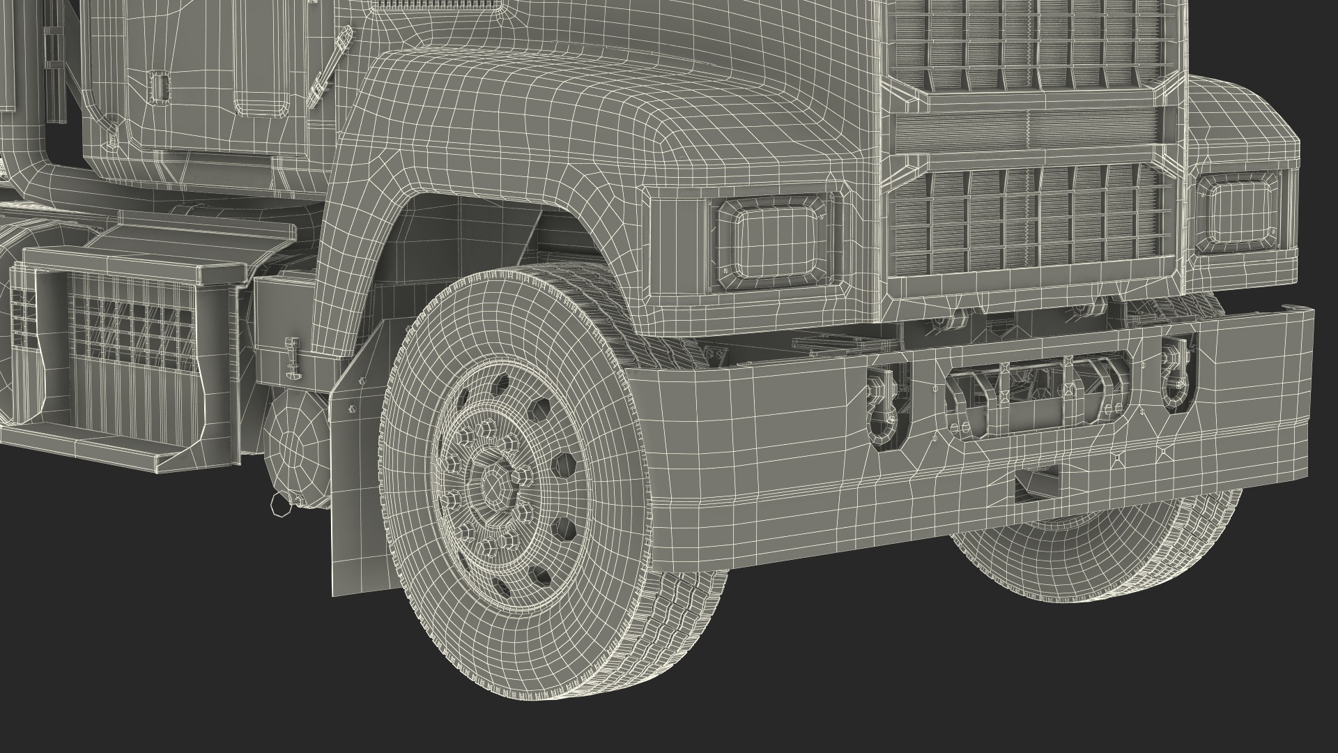 Commercial Truck Black Rigged 3D model