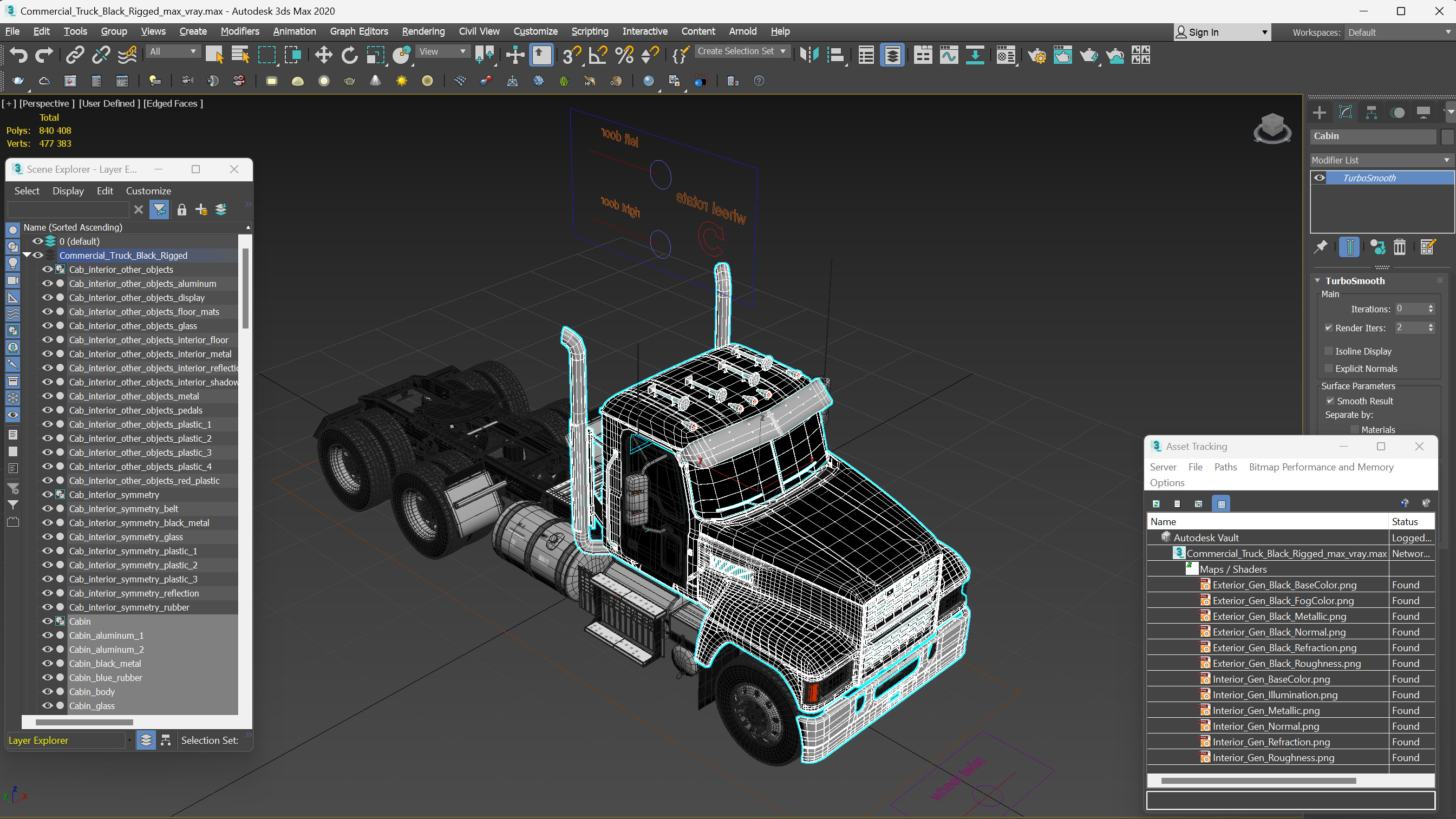 Commercial Truck Black Rigged 3D model