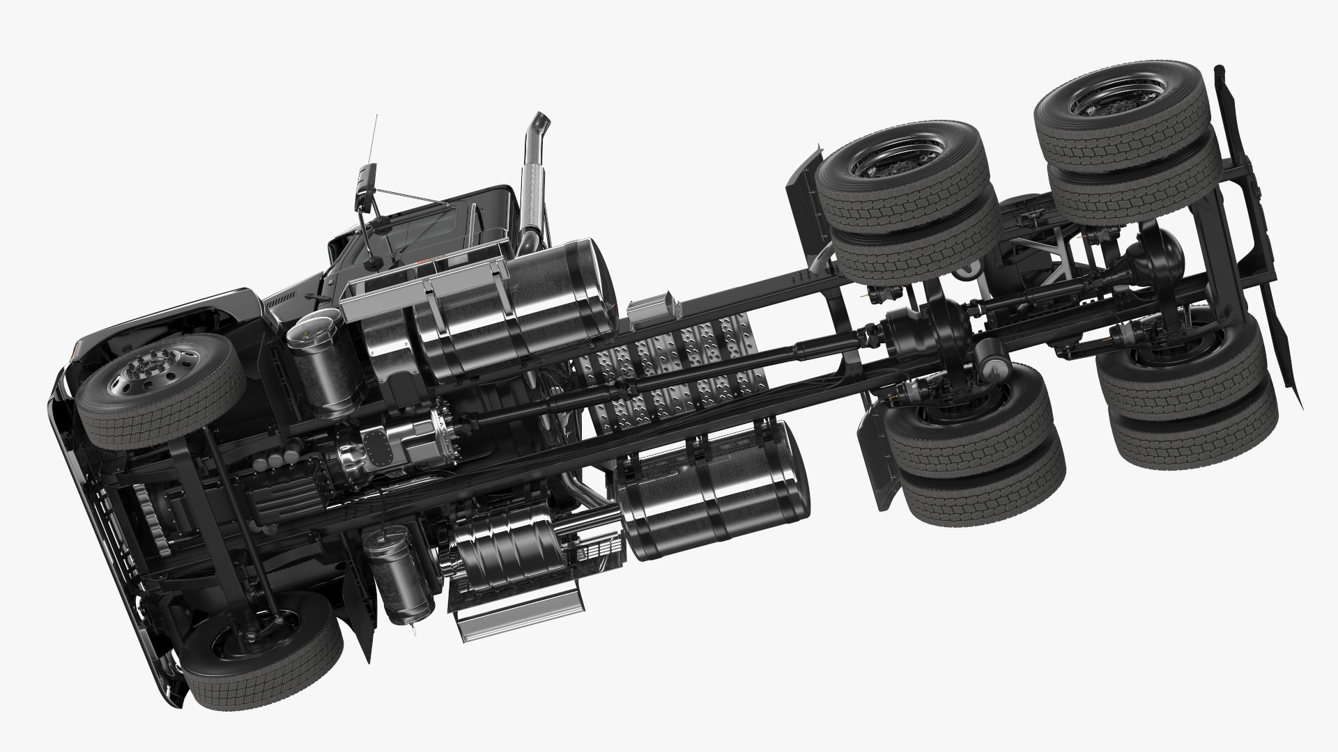 Commercial Truck Black Rigged 3D model