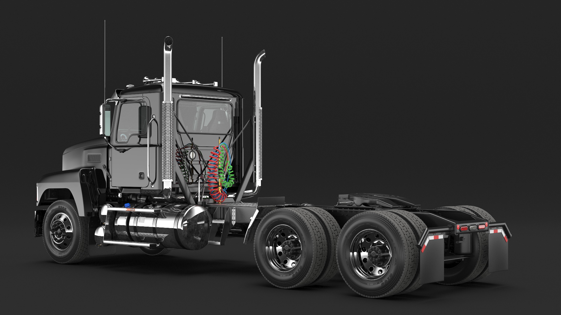 Commercial Truck Black Rigged 3D model