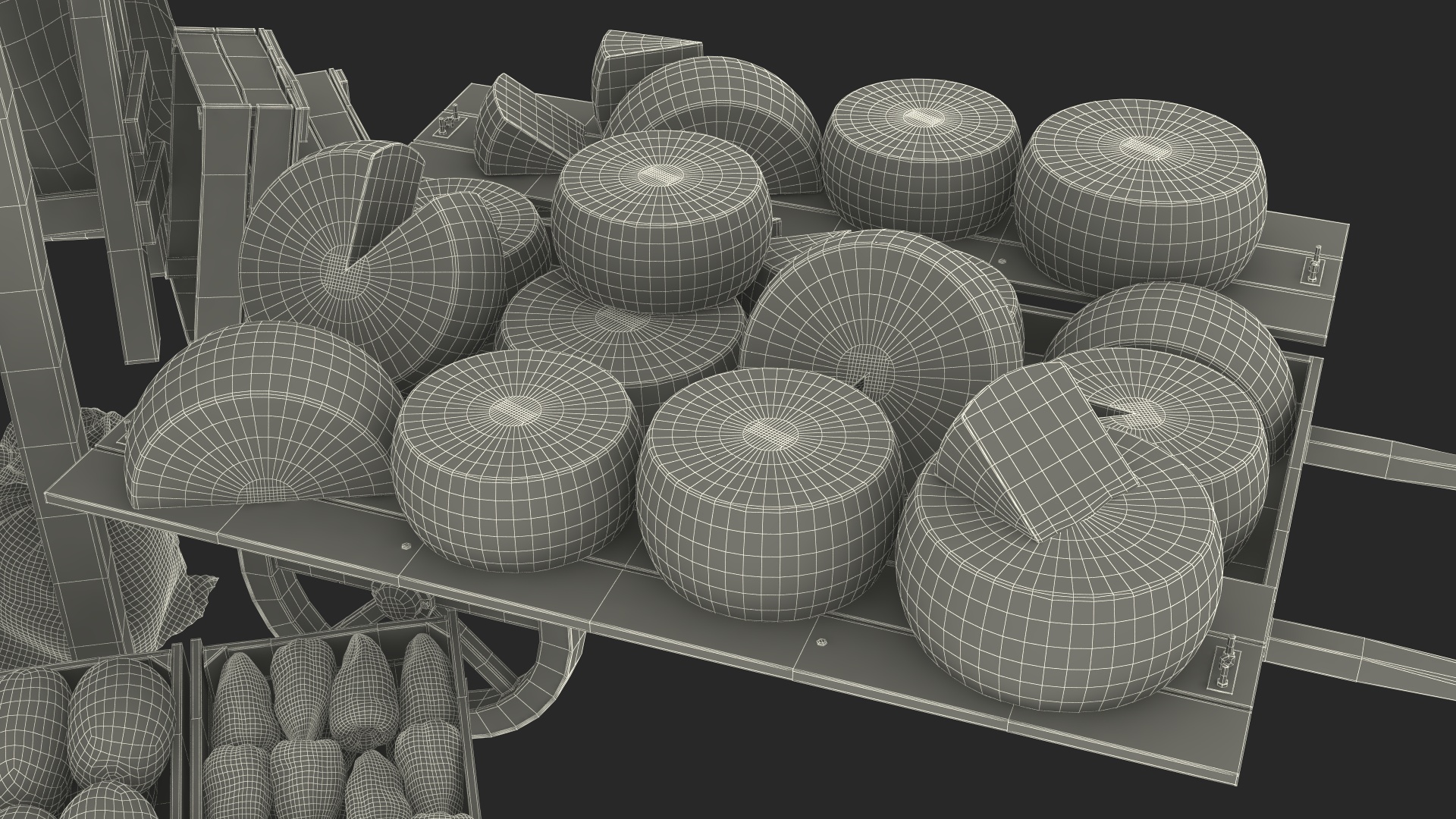 Medieval Merchant in Market Shop with Cart 3D