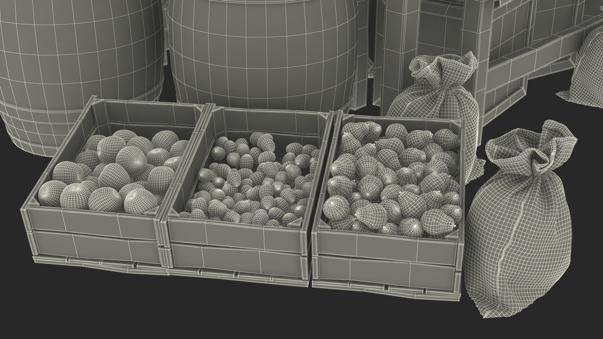 Medieval Merchant in Market Shop with Cart 3D